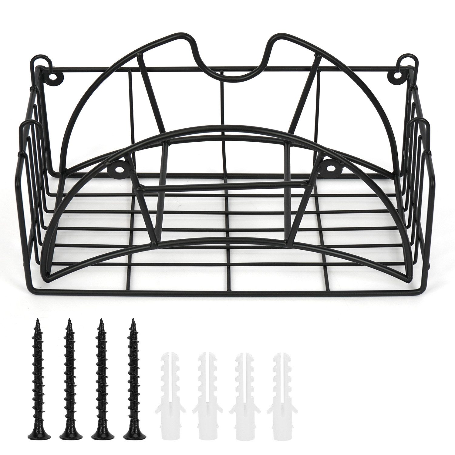 OSTWOLKE Schlauchhalterung Gartenschlauchhalter Wasserschlauchhalter mit Werkzeugablage, (wandmontierter Outdoor-Schlauchständer für draußen Garten Hof Garage) – Bild 3 von 5