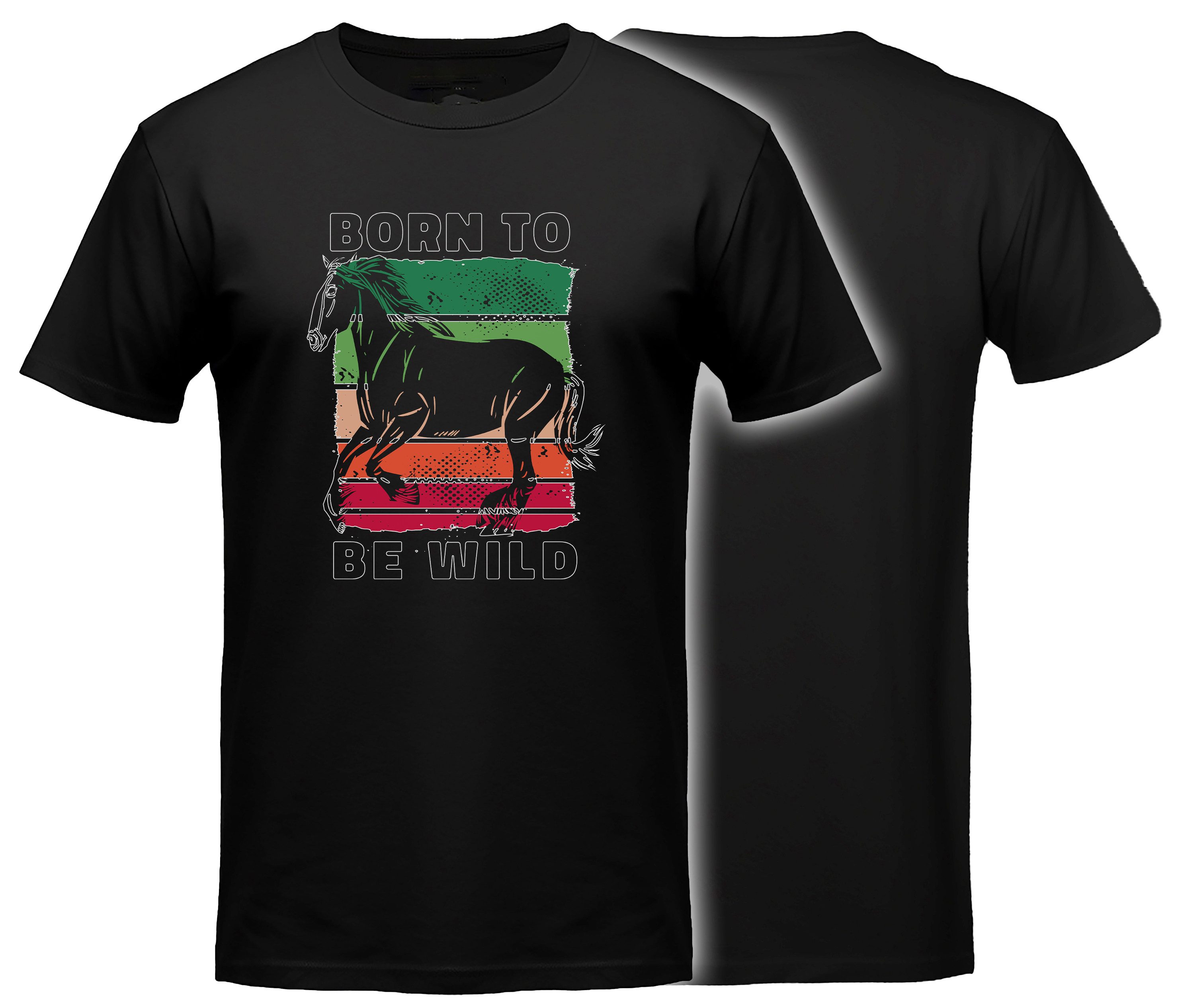 MyDesign24 T-Shirt Pferde print Shirt Born to be Wild Pferde T-Shirt schwarz kurzarm Regular Fit i160
