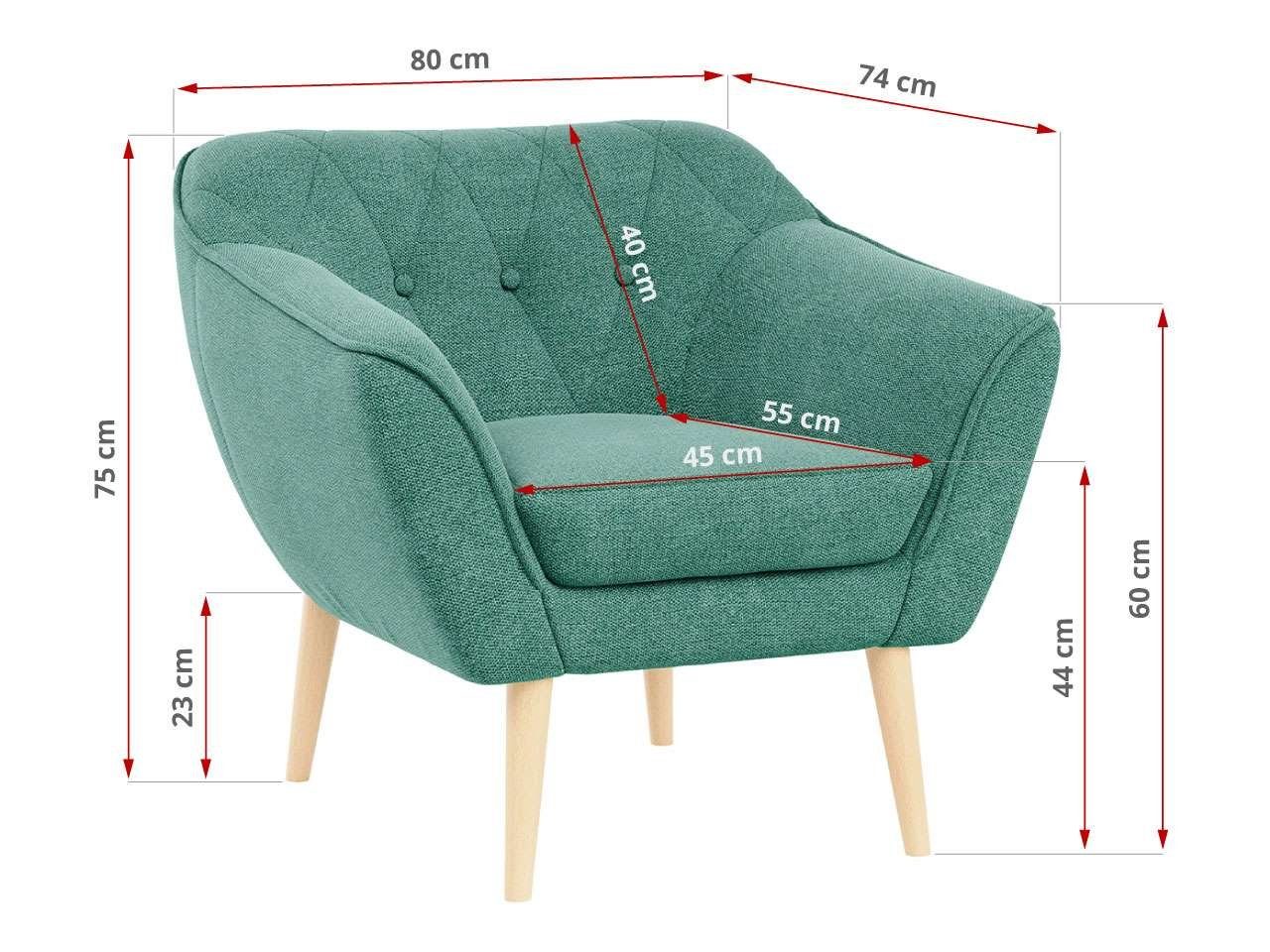 Gesteppte MÖBEL Holzbeine PIRS Skandinavischer Sofa Stil, Sitzer, MKS Polsterung, 1