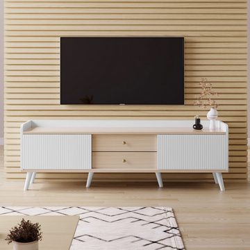 HAUSS SPLOE TV-Schrank TV-Schrank Fernsehtisch TV Board TV- Lowboard (H58/L160/T40 cm) mit zwei Schubladen, Fernsehtisch TV Board