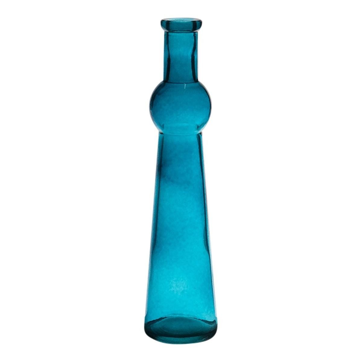 INNA-Glas Dekovase Flaschenvase Reynaldo aus Glas, blau-klar, 23 cm, Ø 5,5 cm