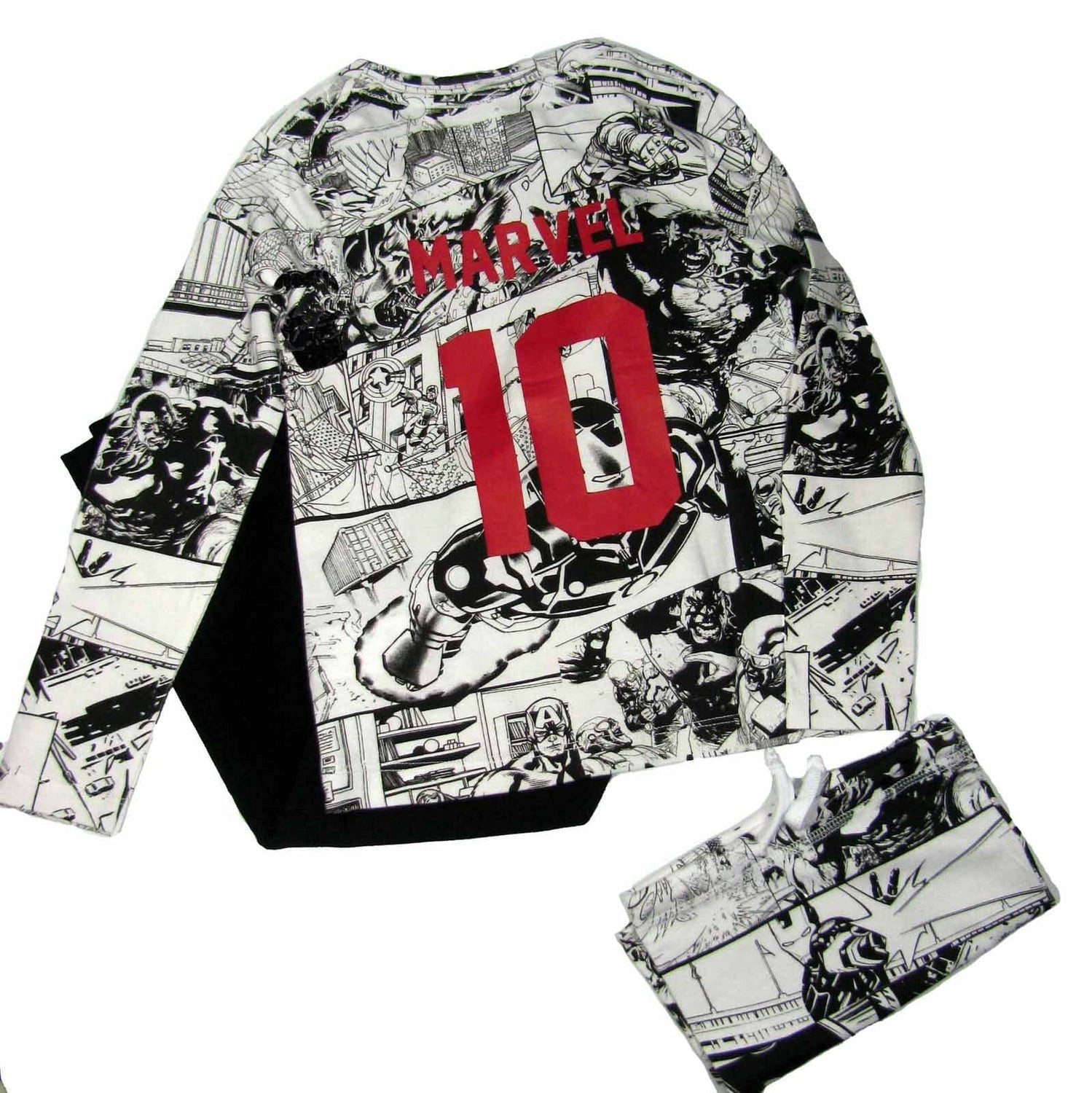 ELEVEN PARIS Schlafanzug LITTLE ELEVEN PARIS Pyjama Schlafanzug schwarz weiß Marvel