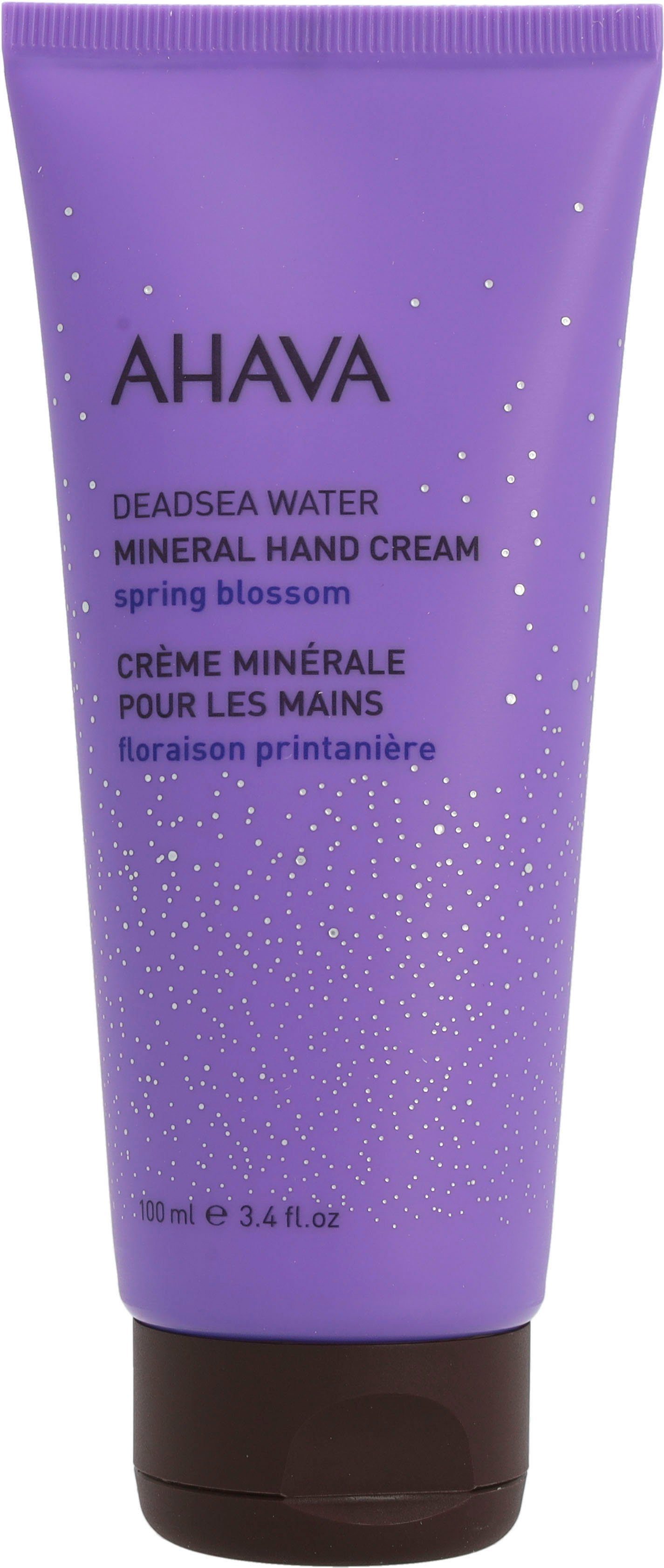 AHAVA Handcreme Deadsea Water Mineral Hand Cream Spring Blossom, Beruhigung von rauen, aufgesprungenen Händen, glättet die Haut.