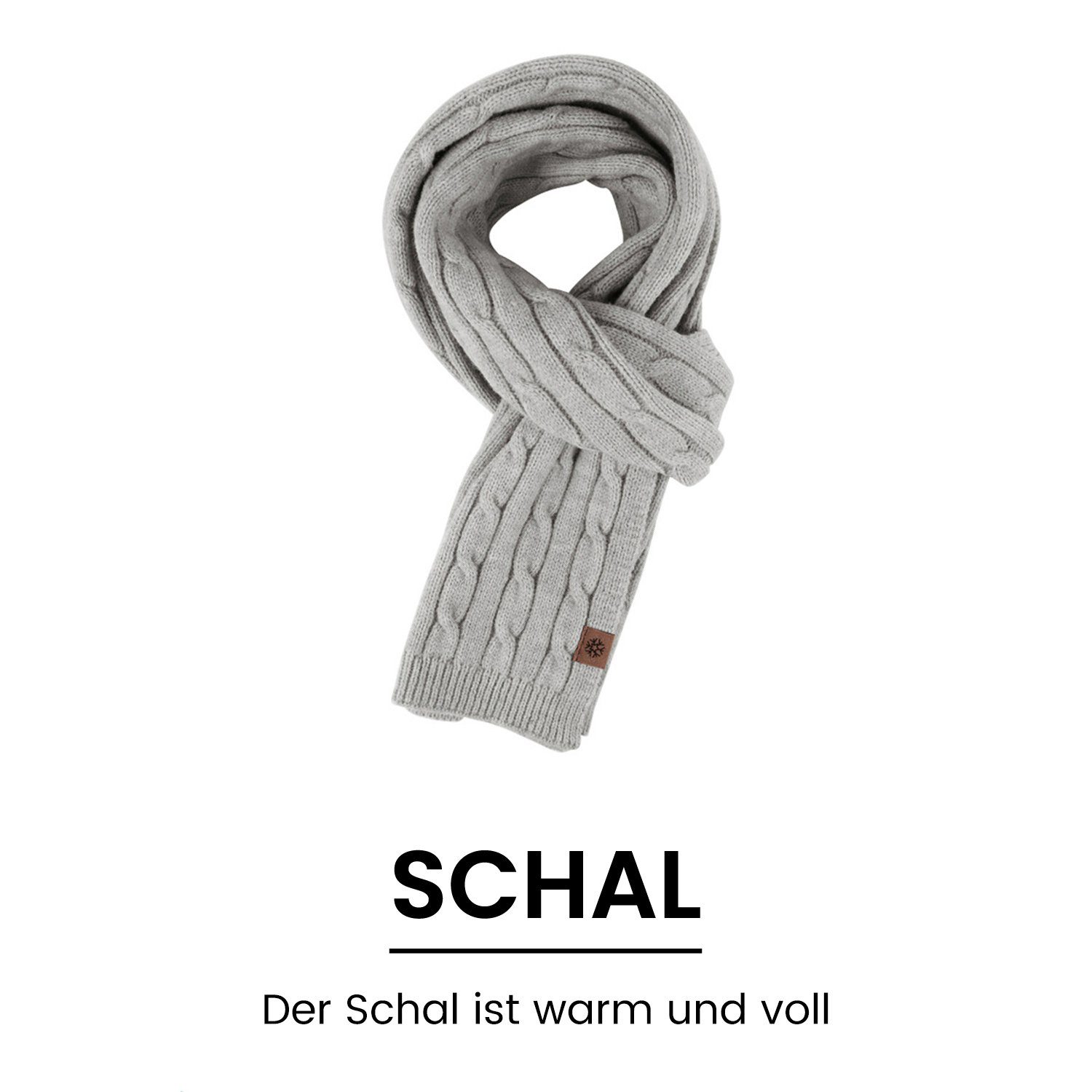 Daisred Mütze & Schal Set und Handschuhe Touchscreen Mütze Winter Schwarz Lang Schal