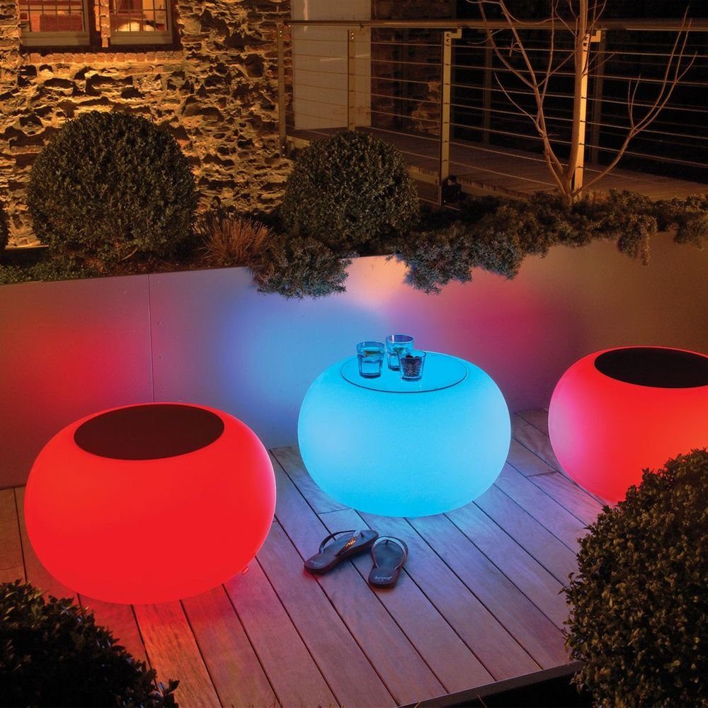 Stehlampe Outdoor Moree Weiß, LED Transluzent Bubble