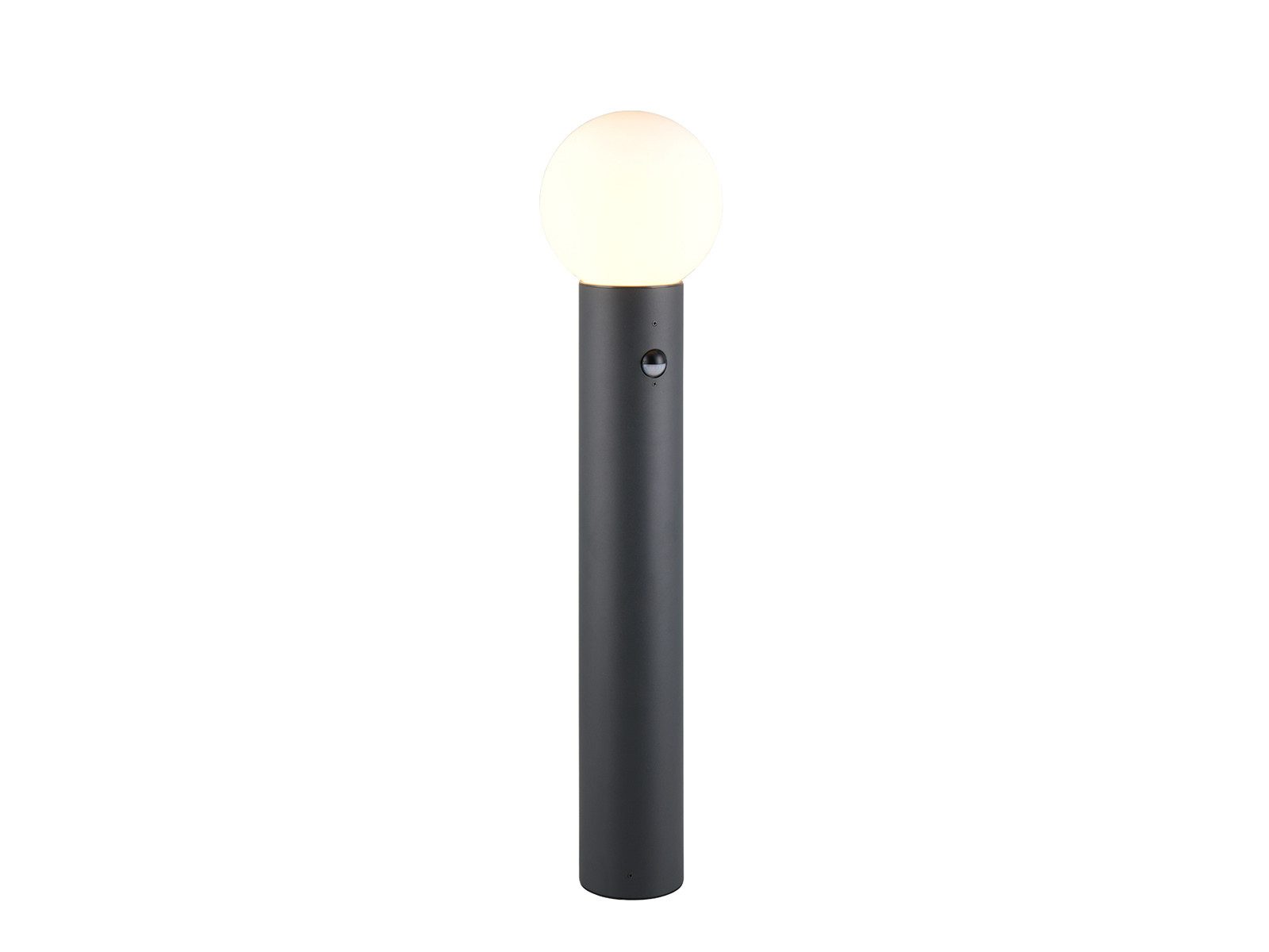 TRIO Leuchten LED Pollerleuchte mit Glaskugel, Höhe 80cm, Bewegungsmelder, LED wechselbar, warmweiß, Garten-beleuchtung mit Strom, Retro Wegbeleuchtung mit Bewegungssensor