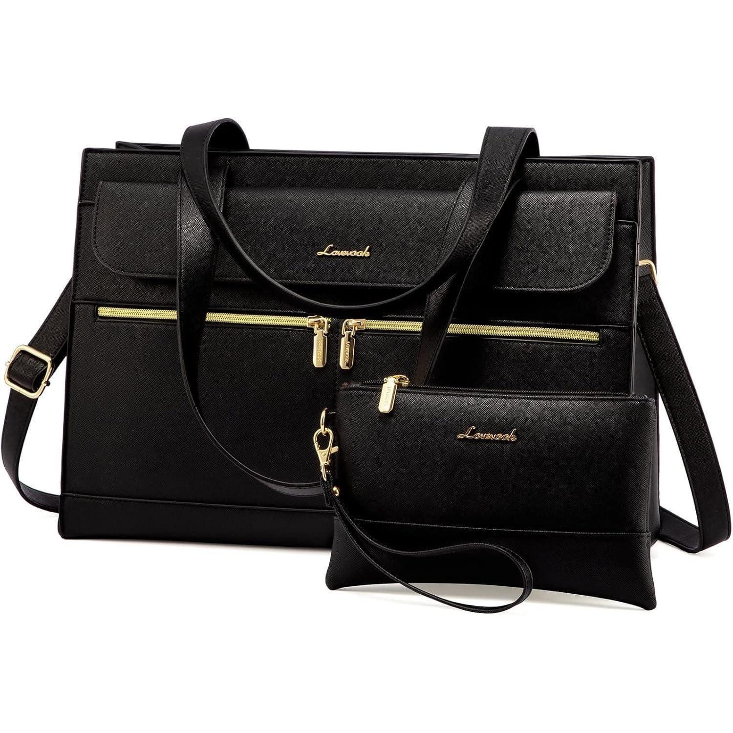 Laptoptasche Damen Laptop Handtasche 15,6 Zoll PU Leder Crossbody Tote Bag