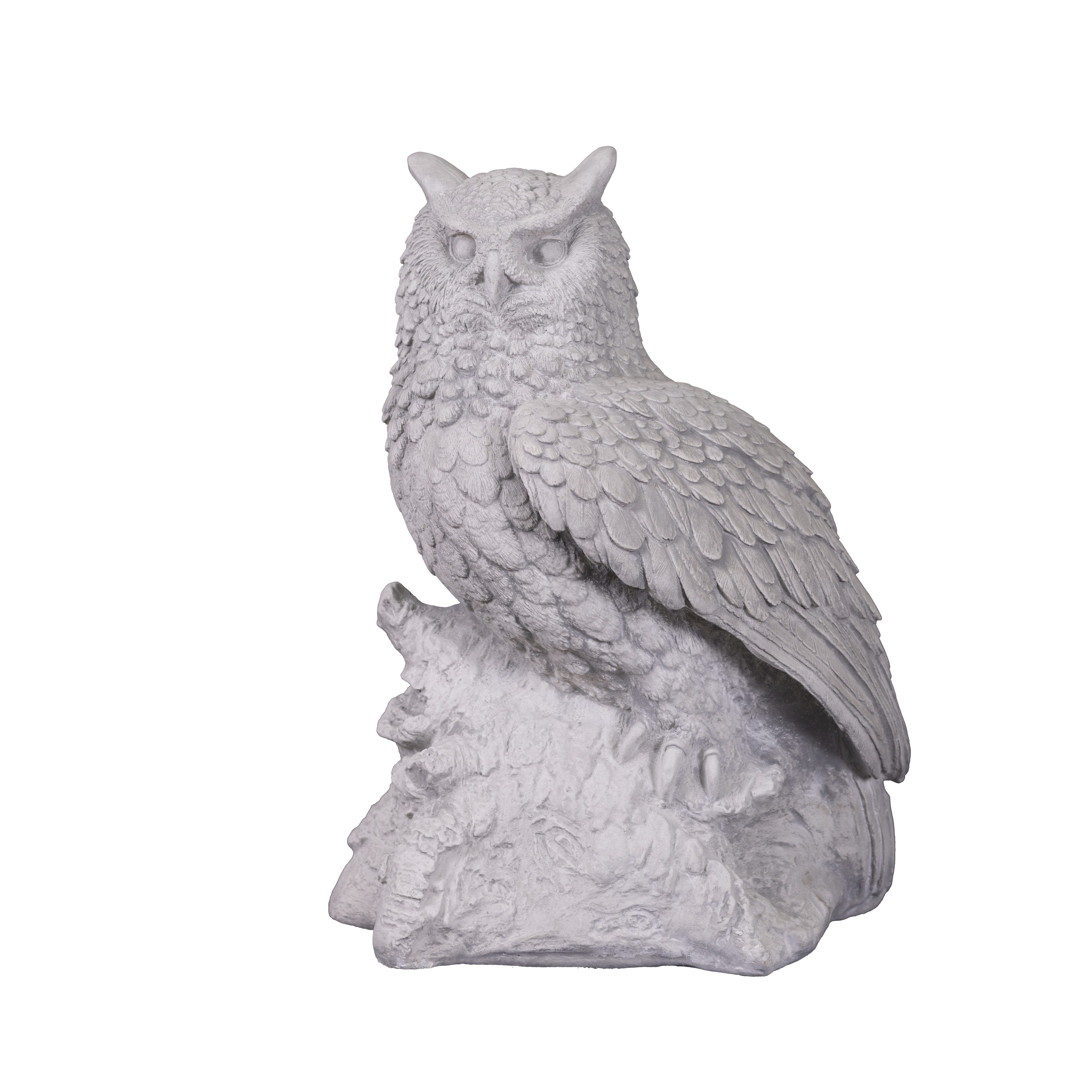 gartendekoparadies.de Gartenfigur Eule auf einem Ast, Steinfigur, H. 59 cm, 54 kg, Frostsicher