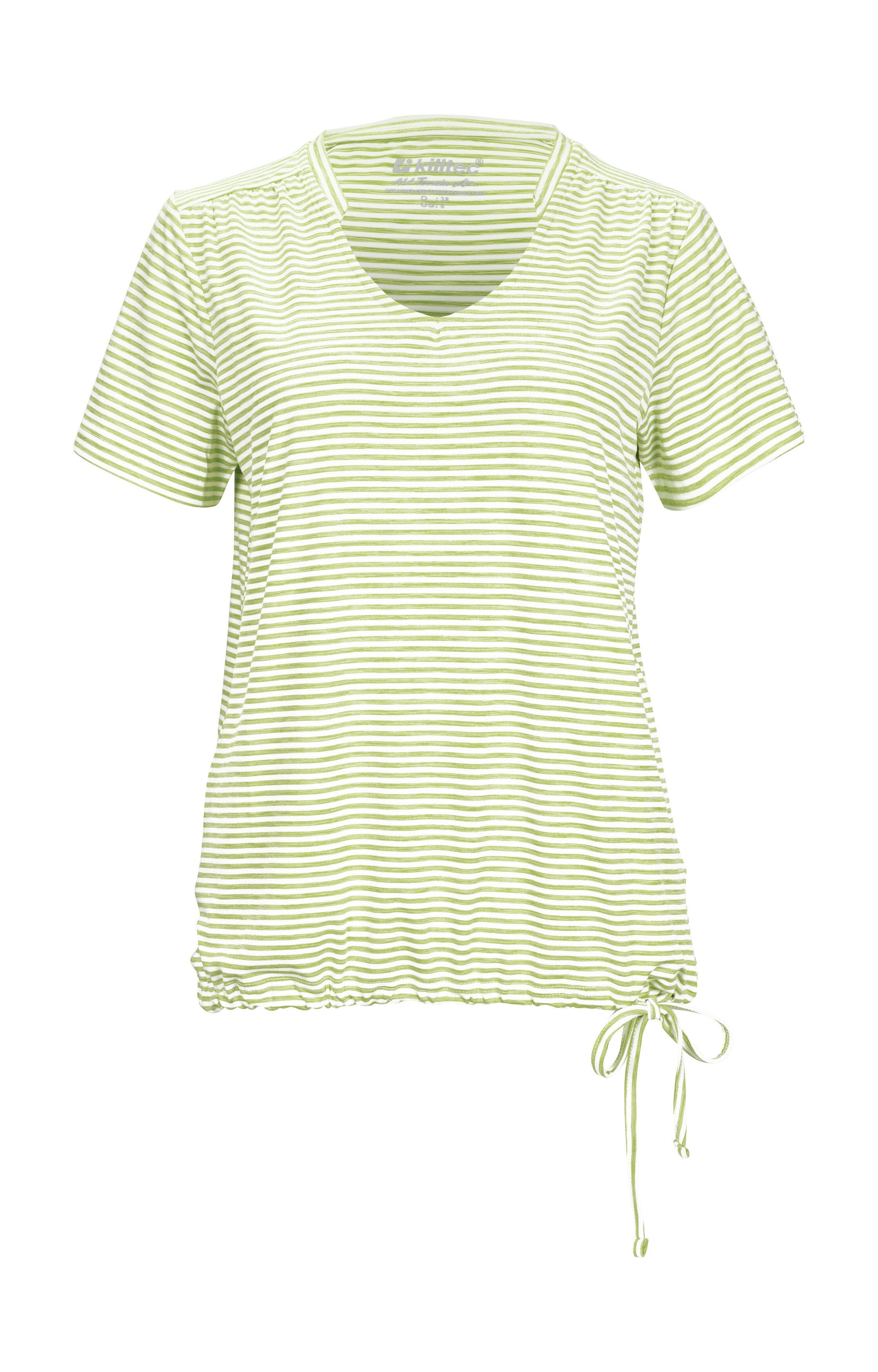 Killtec T-Shirt WMN TSHRT F Gestreiftes, schnelltrocknendes Funktionsshirt mit verstellbarem Saum
