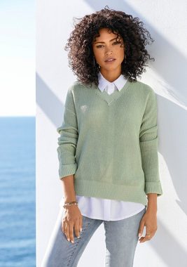 LASCANA V-Ausschnitt-Pullover aus weichem Strick, bequemer Damenpullover