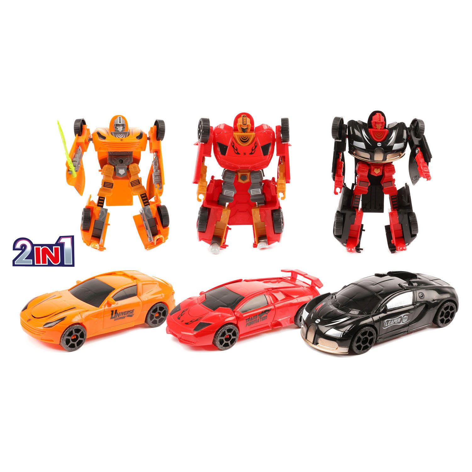 Toi-Toys Spielzeug-Auto Verwandlungs Roboter Superauto 3er Set