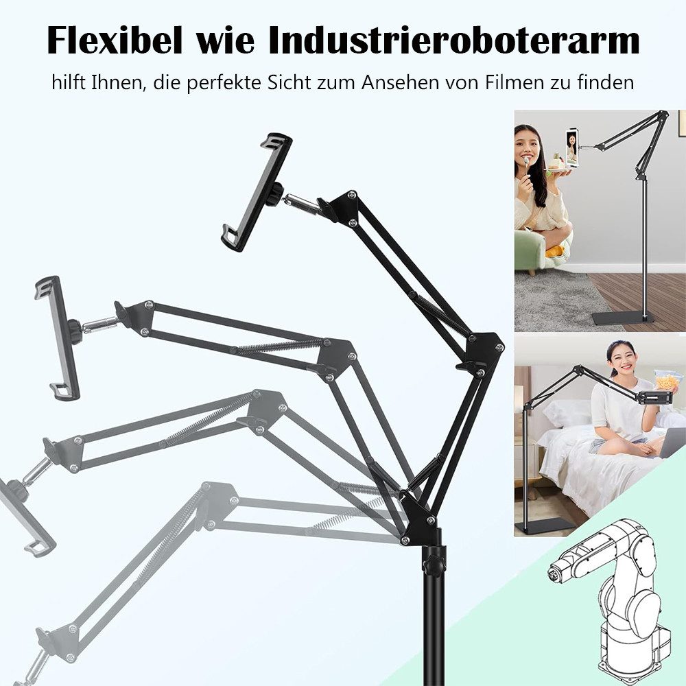 TUWENA Tablet-Ständer Tablet Bodenständer, 360° Drehbar Tablet Halterung mit Heavy Duty Base, (Für iPad, Tablets, Telefone oder Andere Geräte mit 4 bis 12.9 Zoll)