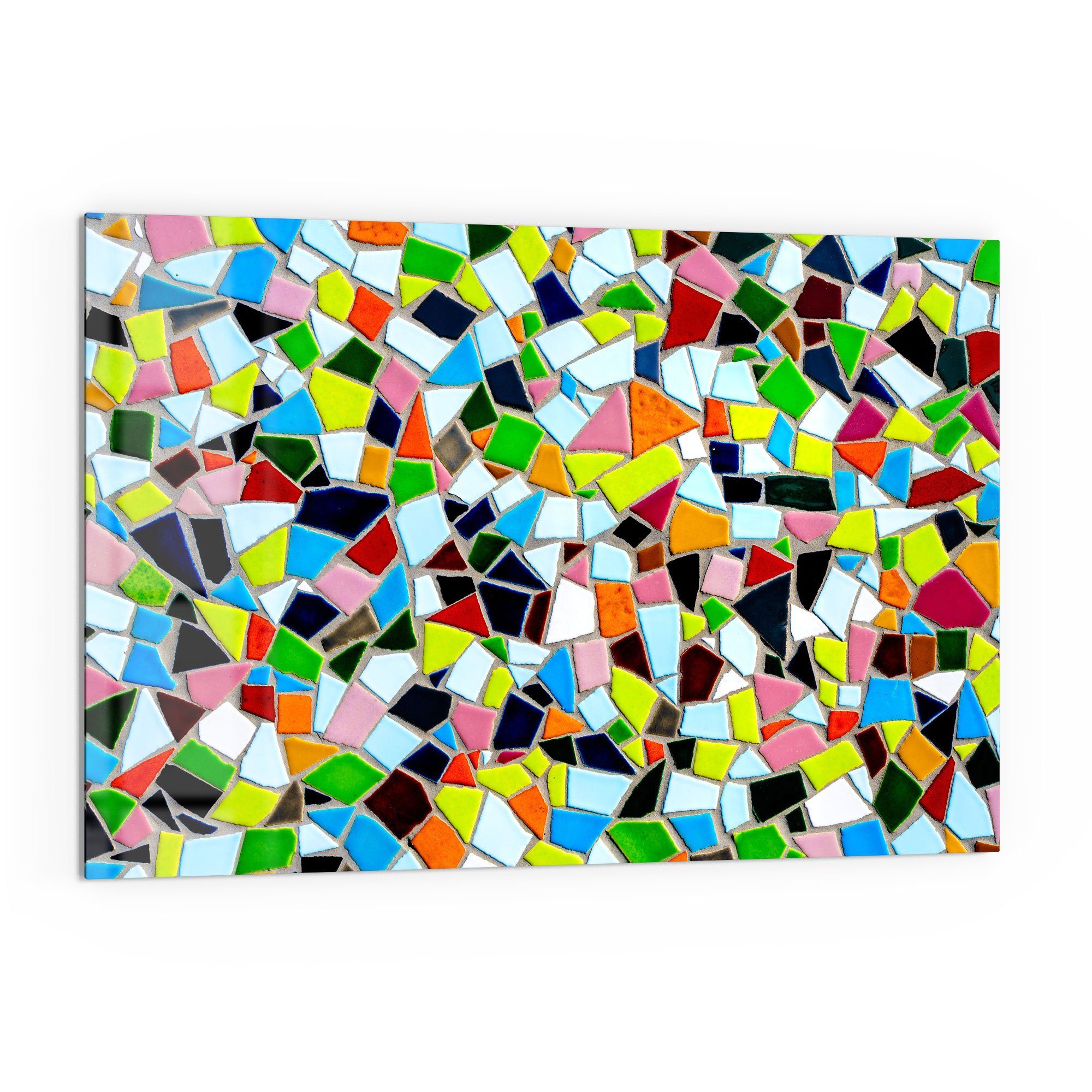 DEQORI Küchenrückwand 'Buntes Fliesen-Mosaik', Glas Spritzschutz Badrückwand Herdblende