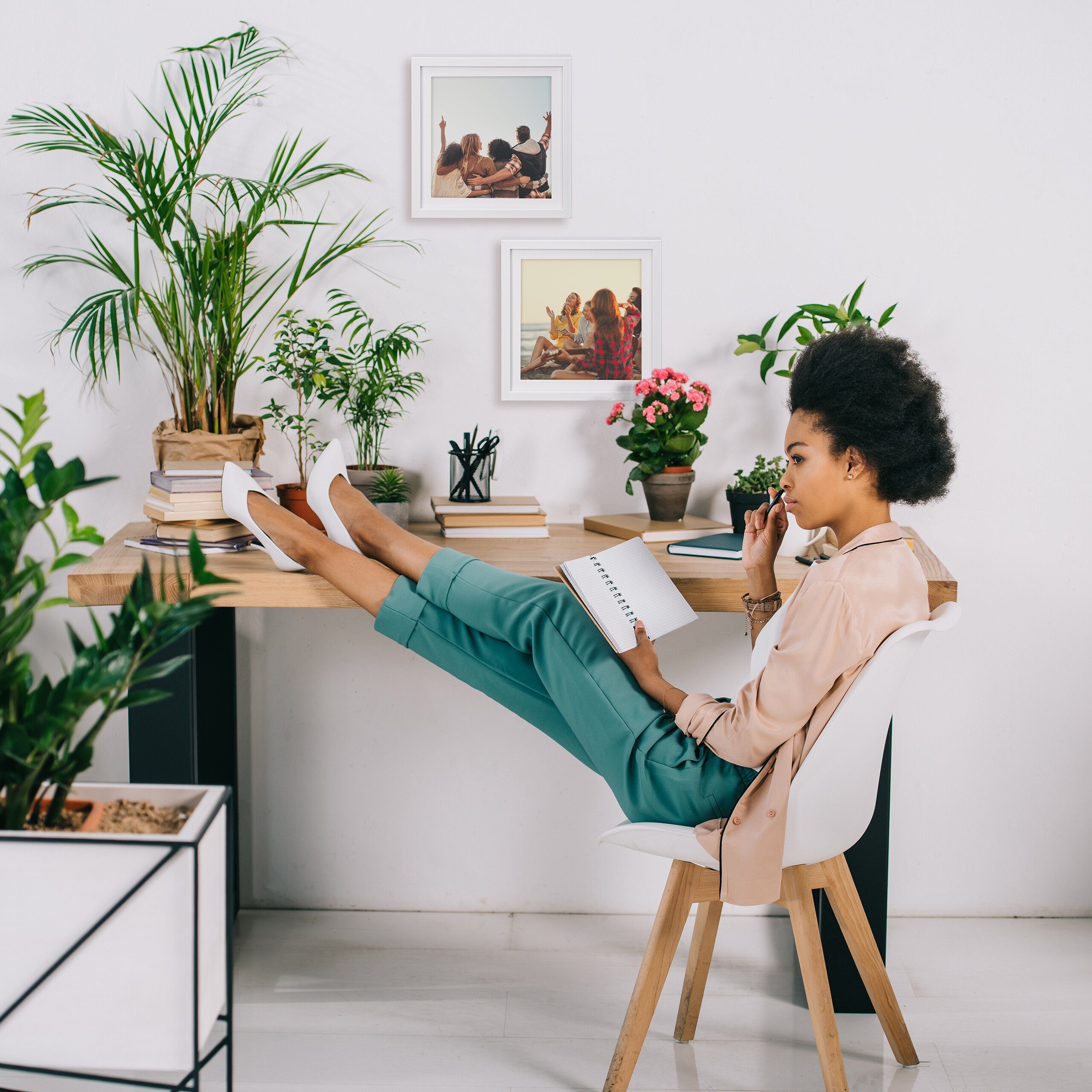 relaxdays Bilderrahmen-Set Bilderrahmen 25x25 cm 2er Set, weiß