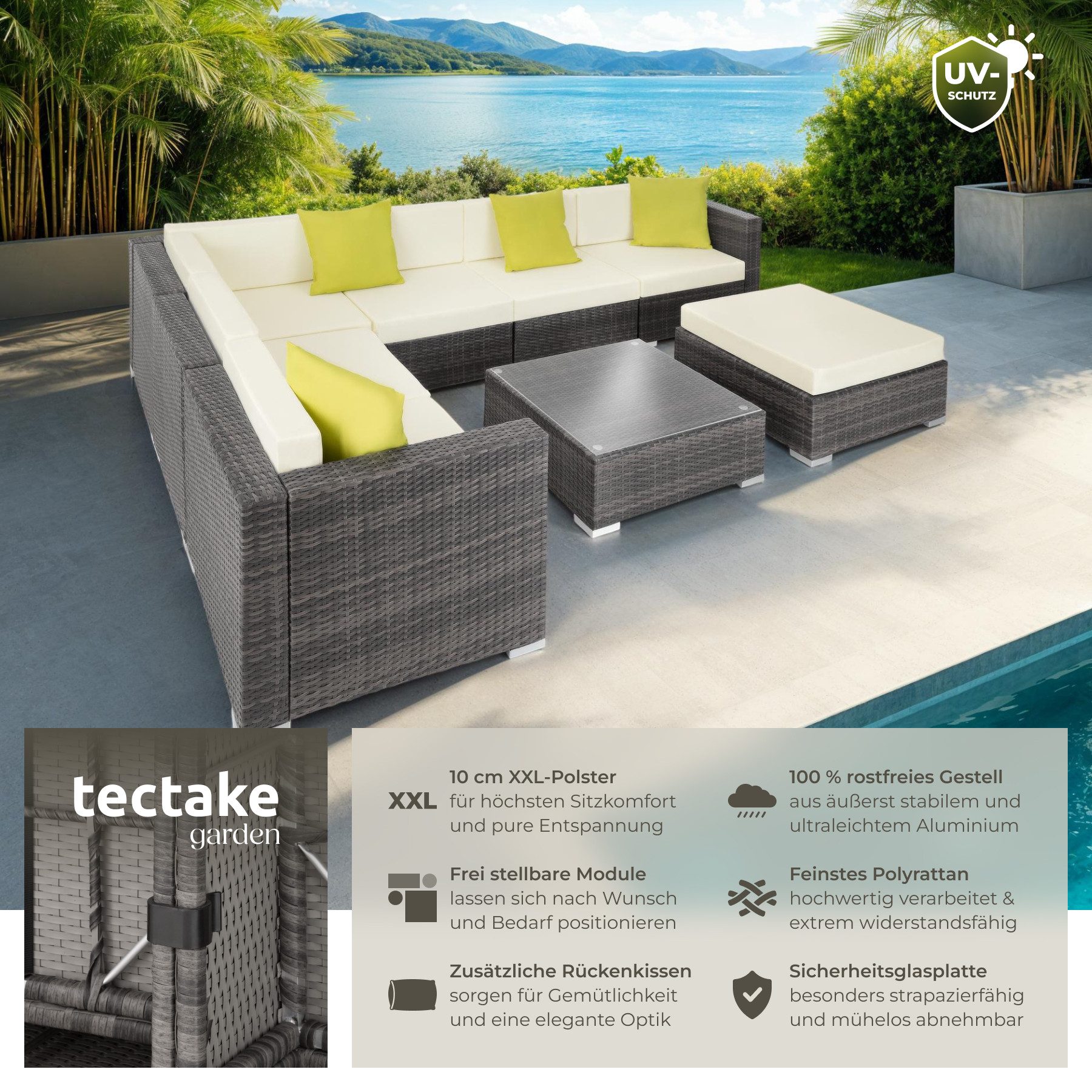 tectake Loungeset Rattan Lounge, (Set., 8-tlg), günstig online kaufen