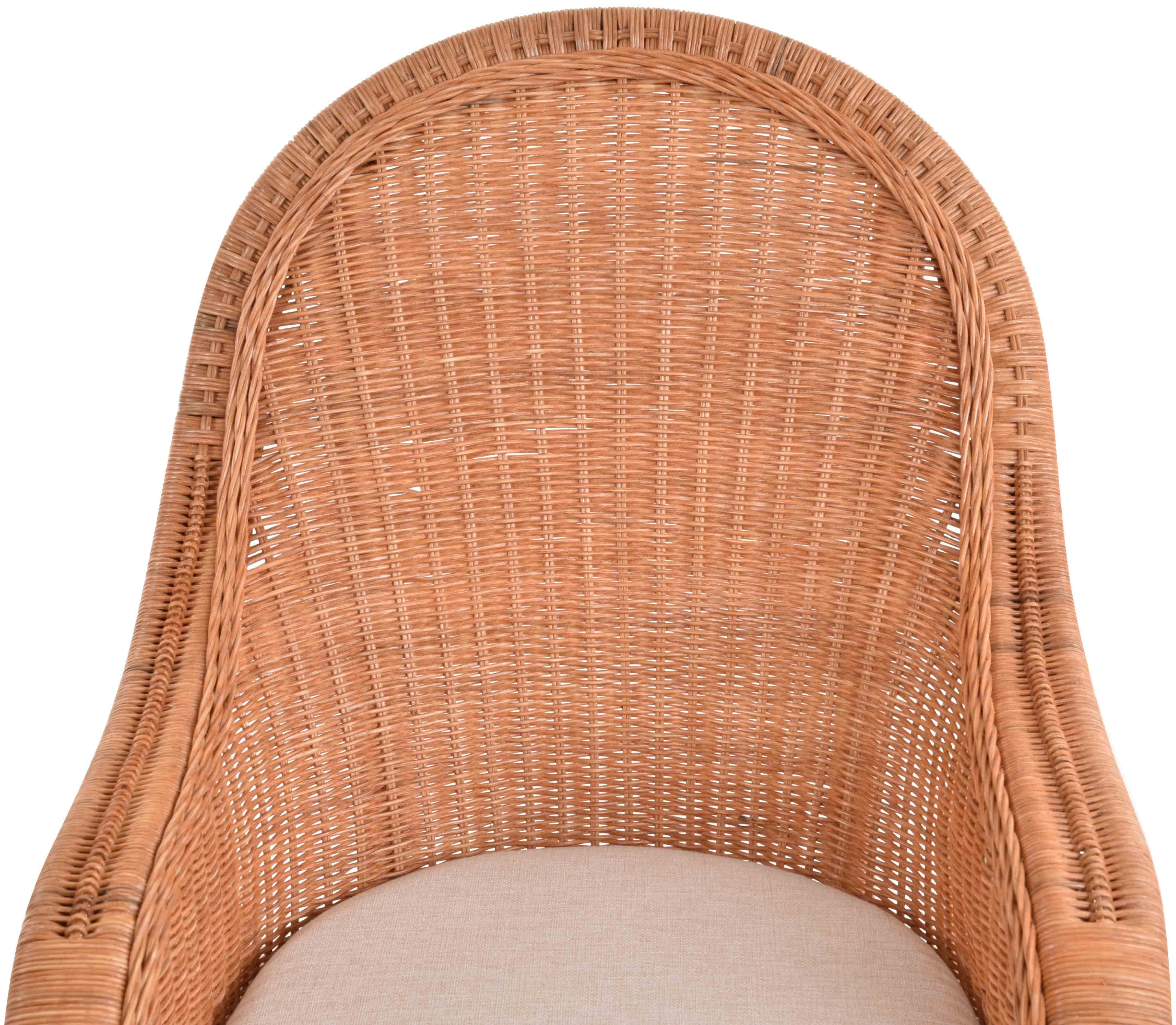 Krines Home Rattanstuhl Rattansessel hohe Rückenlehne Rattan Esszimmerstuhl Breite Armlehnen, Breite Armlehnen