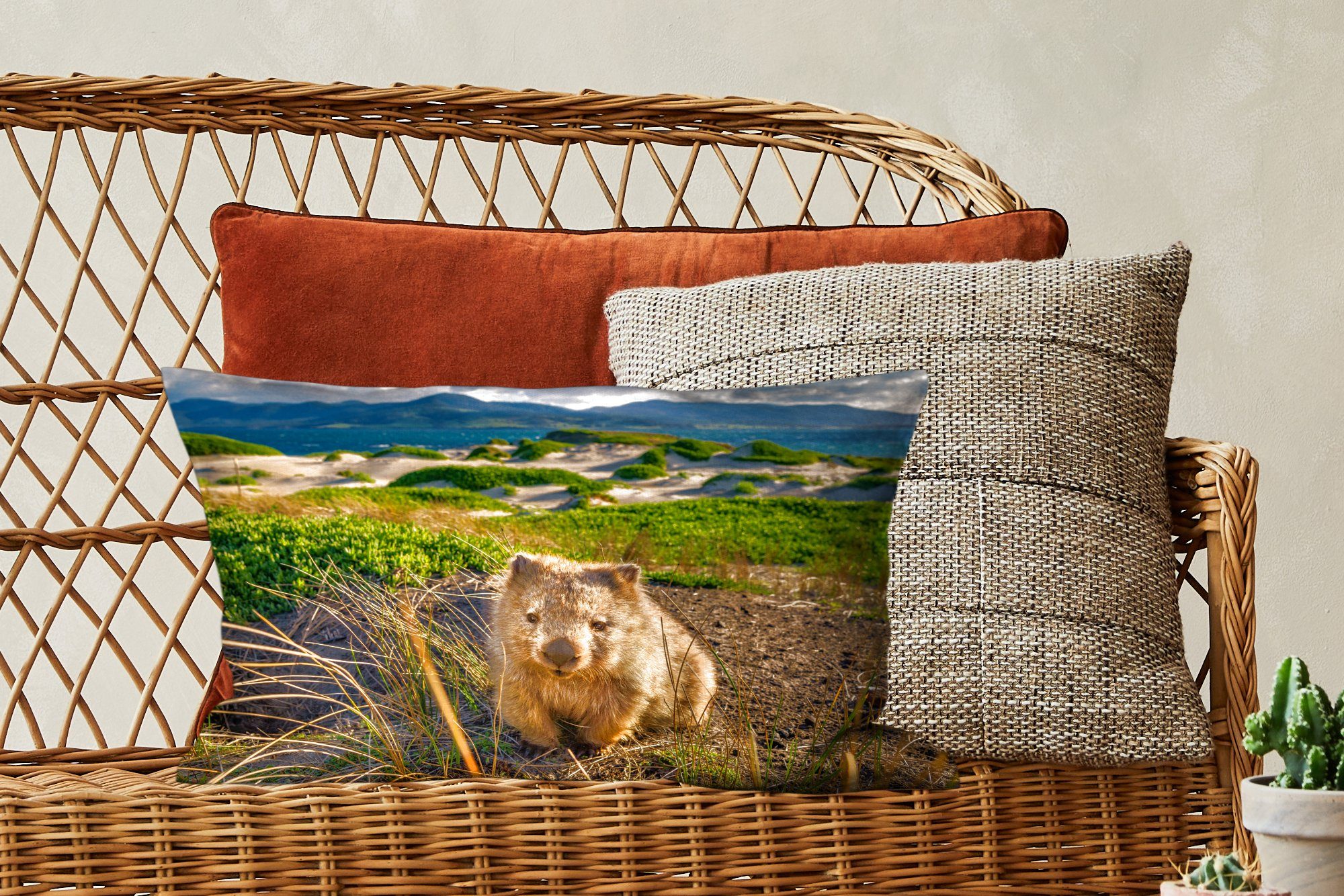 Tasmaniens Zierkissen, Dekokissen National Dekoration, Schlafzimmer Point in Lesueur Füllung, am Park, Island Wohzimmer Maria Wombat Dekokissen mit MuchoWow