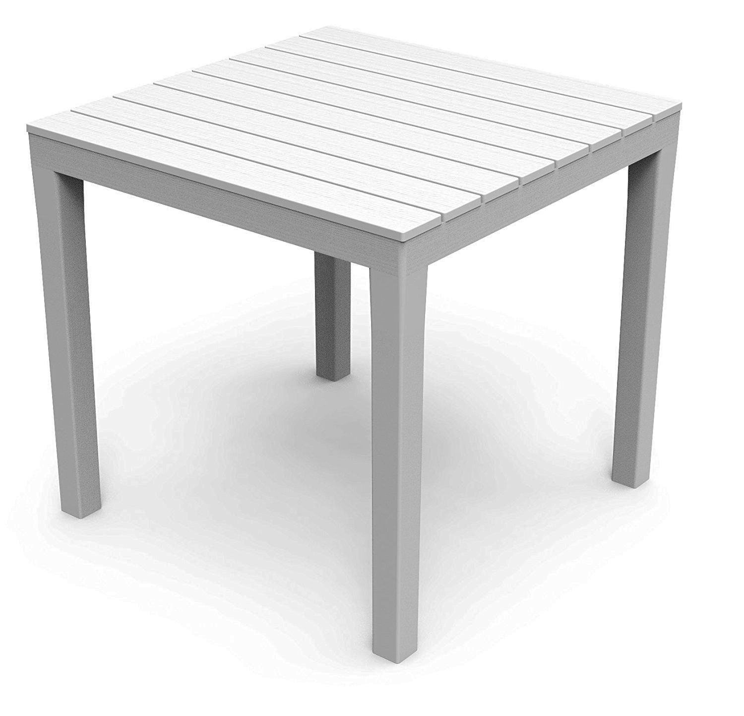 Mojawo Küchentisch Gartentisch Eckig Weiß 78x78x72cm Holz-Optik Kunststoff