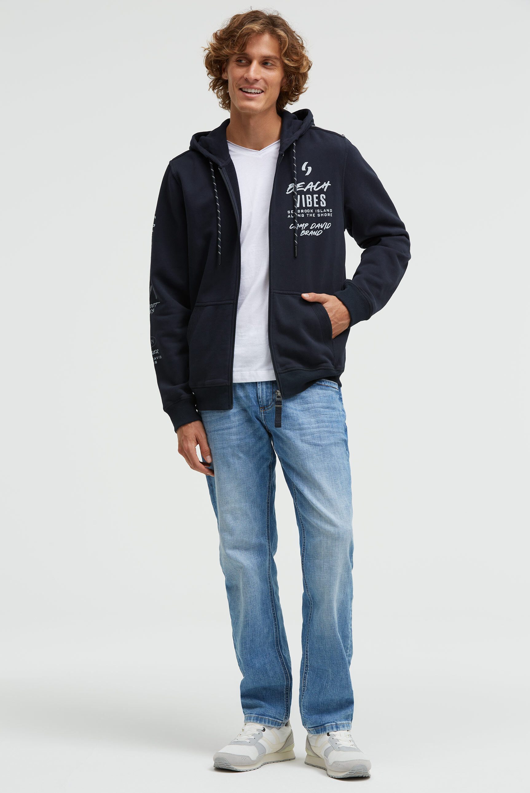 CAMP DAVID Kapuzensweatjacke aus Baumwolle