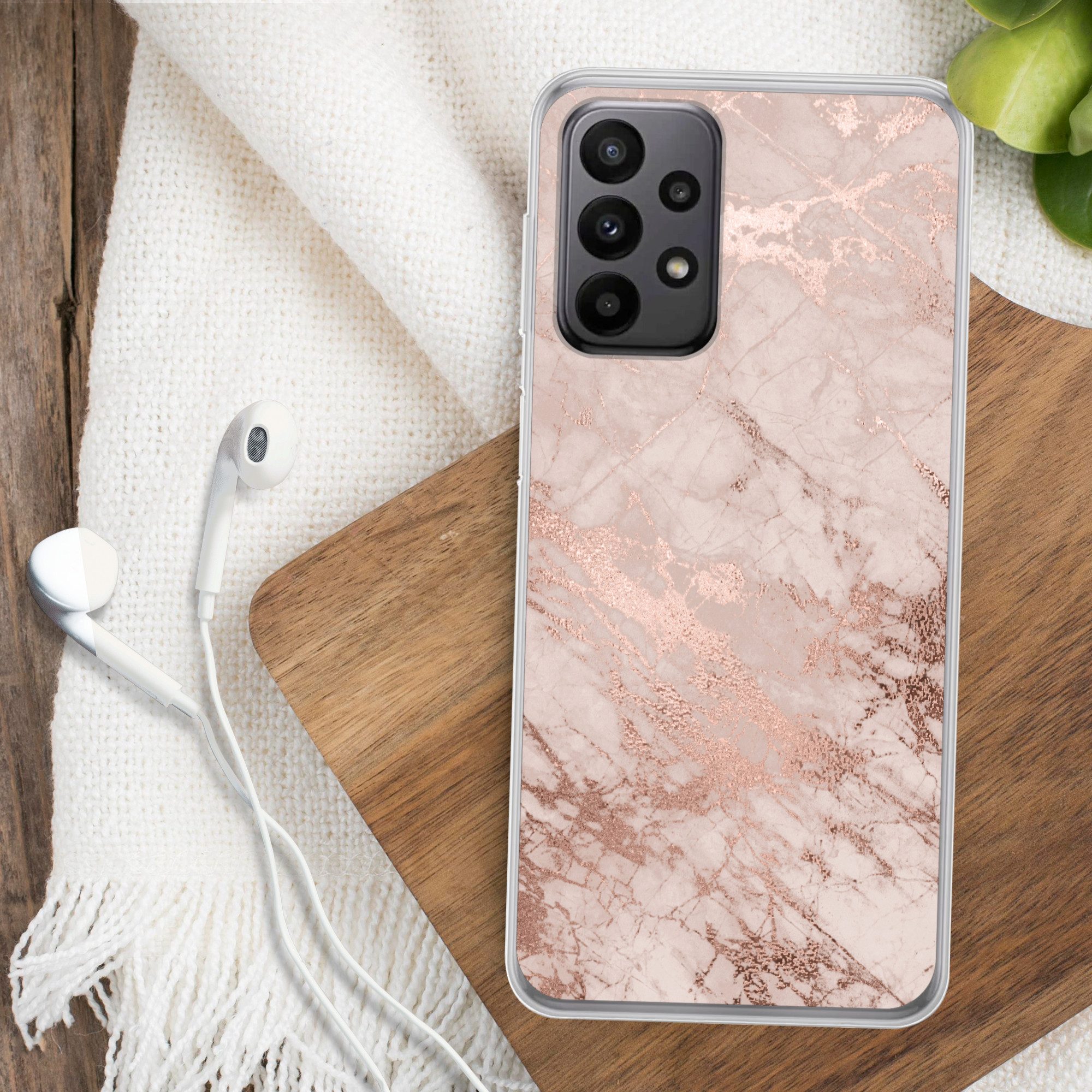 MuchoWow Handyhülle für Samsung Galaxy A23 5G Marmor - Rosa - Luxus - Marmoroptik - Glitze, Smartphone-Bumper, Print, Handy Schutzhülle Dünn