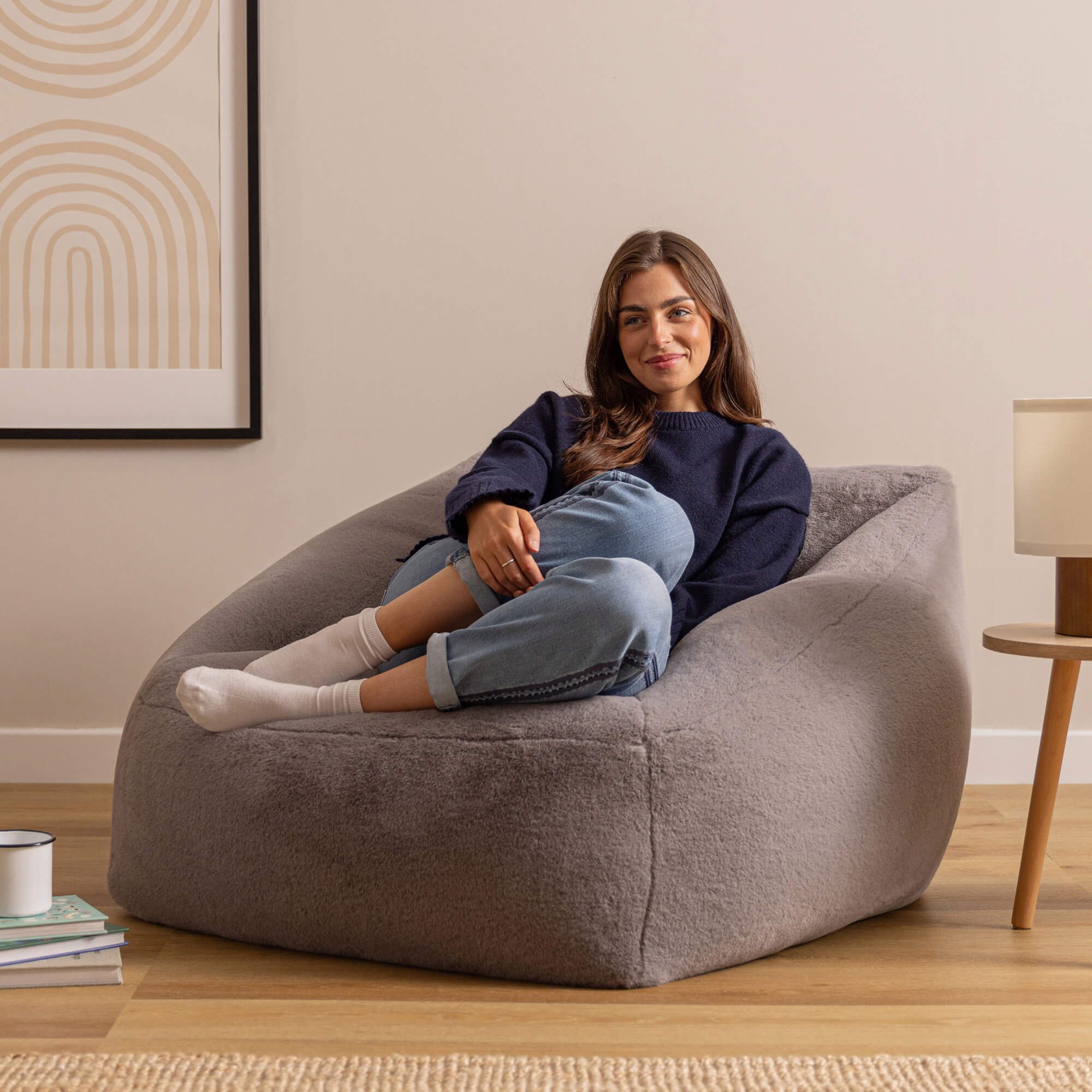 icon Sitzsack Riesen Sessel aus Kunstfell Flauschig „Natalia", Sitzsack XXL, Made in Germany, für Erwachsene & Kinder, für Wohnzimmer