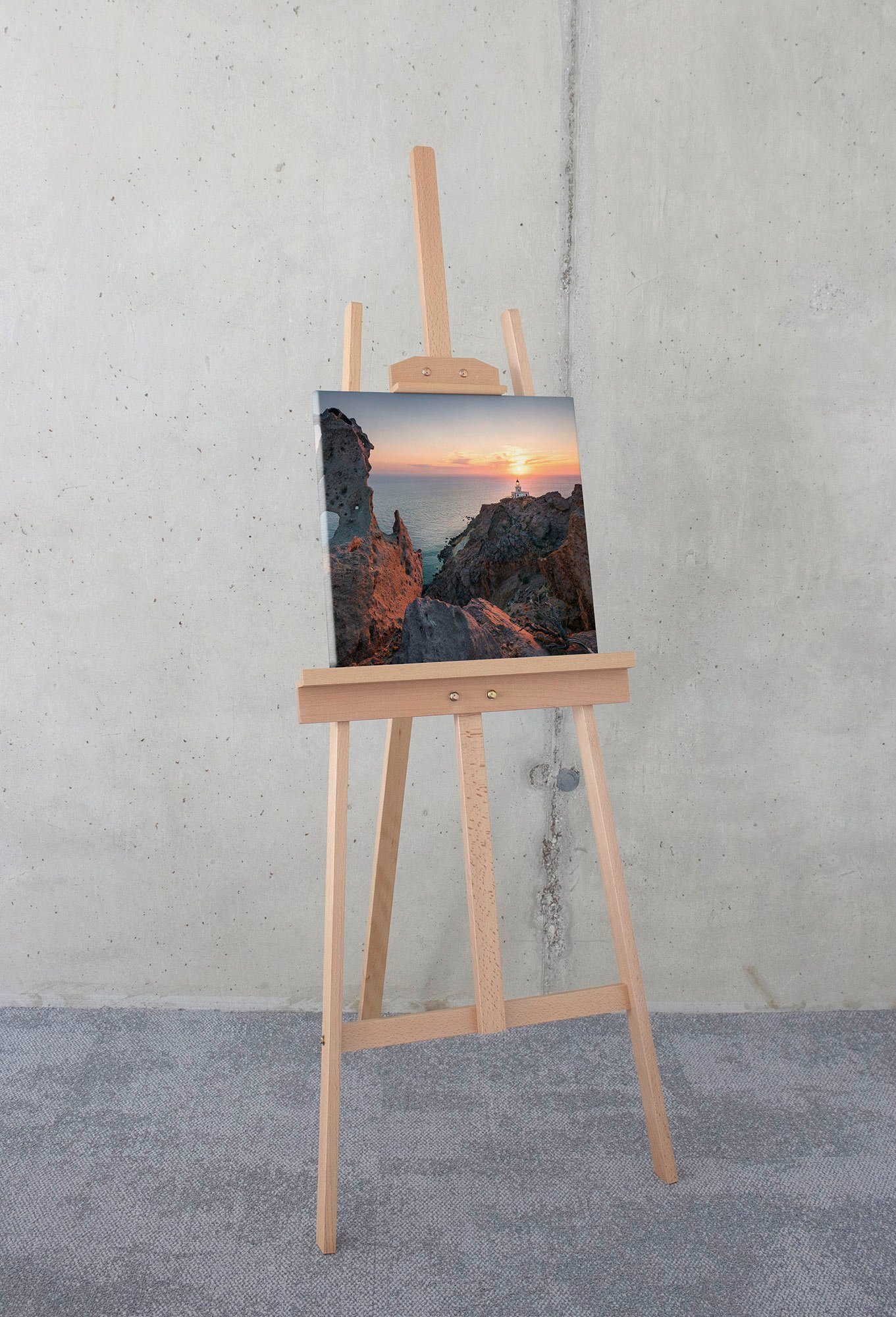 Komar Leinwandbild Lighthouse - Größe 40 x 40 cm, Baum, Berge, Blumen, Blätter, Foto, Jahreszeiten, Landschaft, Meer, Natur, Palmen, Strand (Packung, 1 St), Keilrahmenbild mi Echtholzrahmen