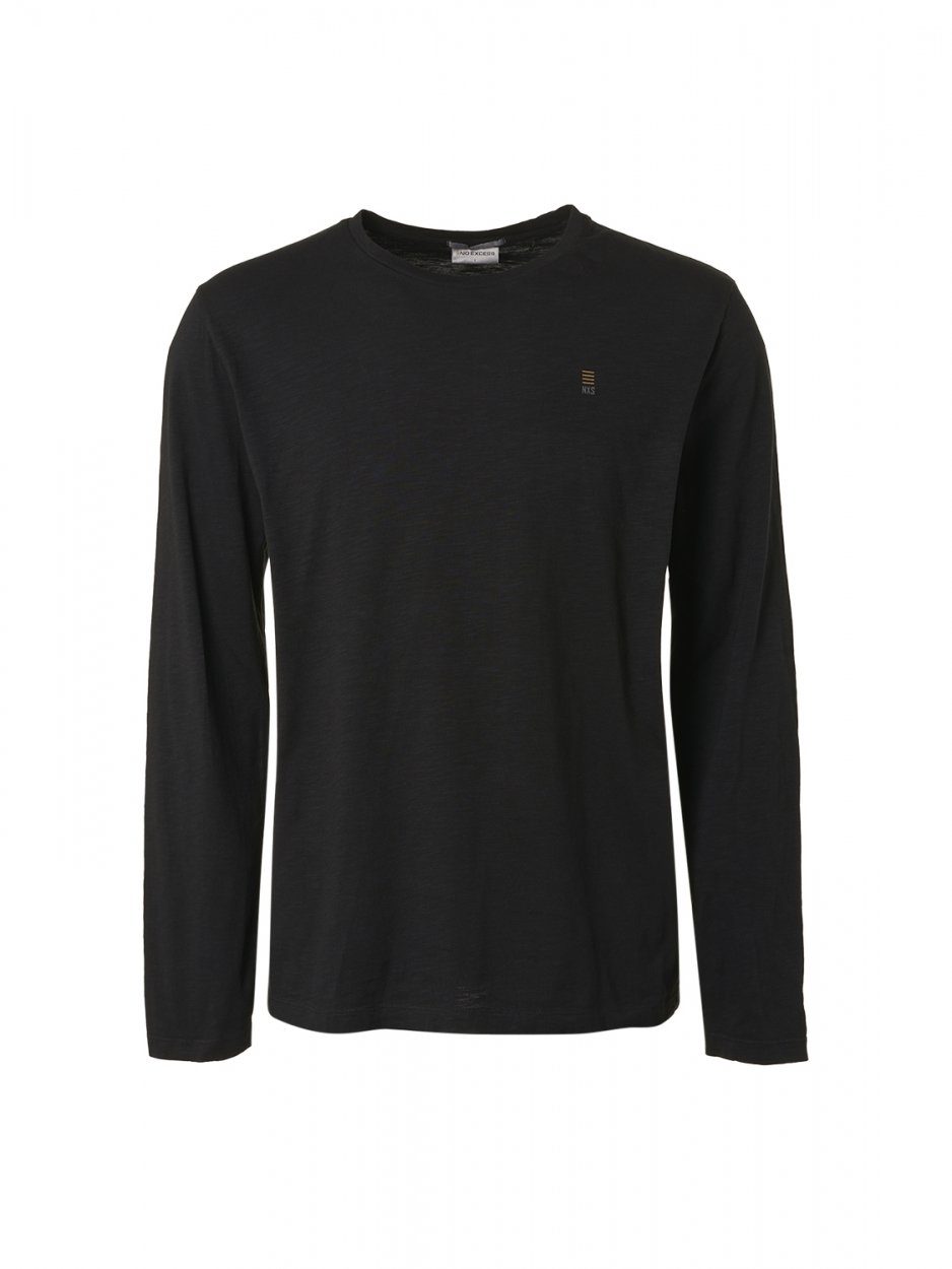 NO EXCESS Langarmshirt T-Shirt Long Sleeve Slub (1-tlg) Crewneck black