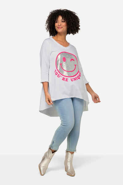 Angel of Style Longshirt Longshirt Smiley Rundhals Langarm gerundeter Saum