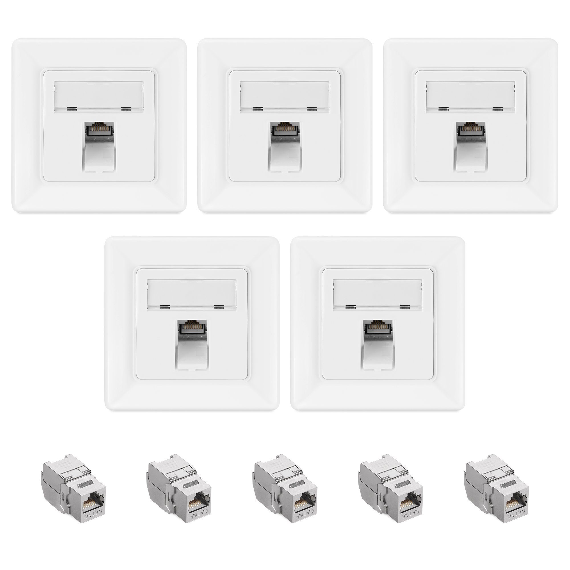 kwmobile NetzwerkAdapter, Keystone Dose Modul Set 5x Keystone Modul 5x Netzwerkdose 1Port