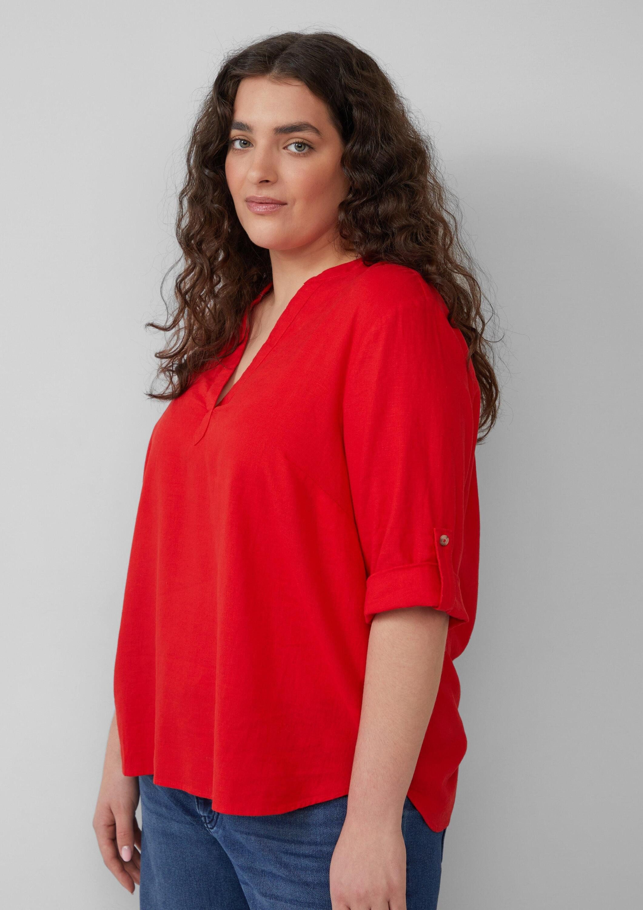 s.Oliver Kurzarmbluse Bluse Leinenmix-Bluse mit Turn-up günstig online kaufen