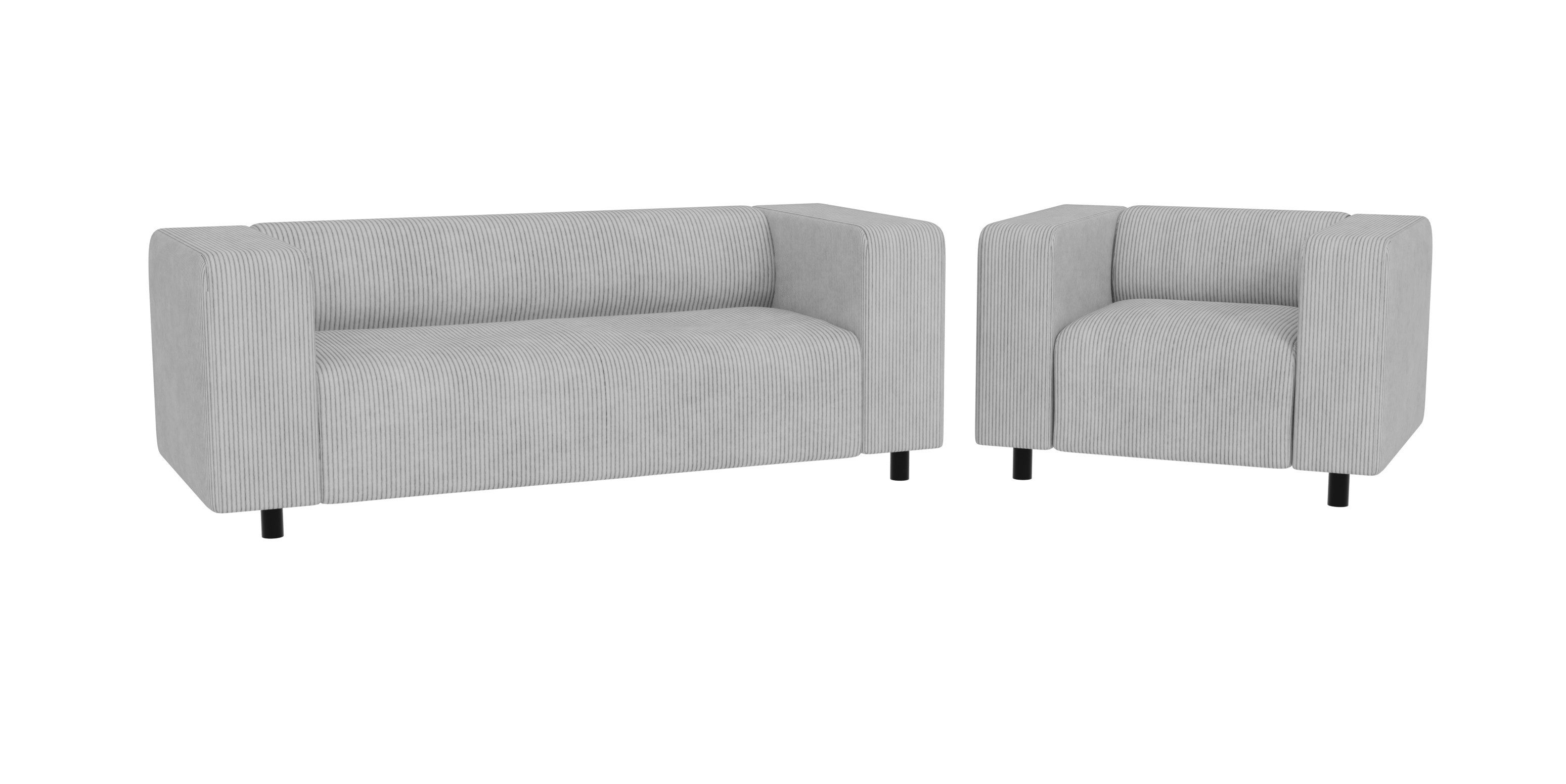 S-Style Möbel Polstergarnitur 2+1 Gustav aus Cord-Stoff mit bequemem Sitz, günstig online kaufen