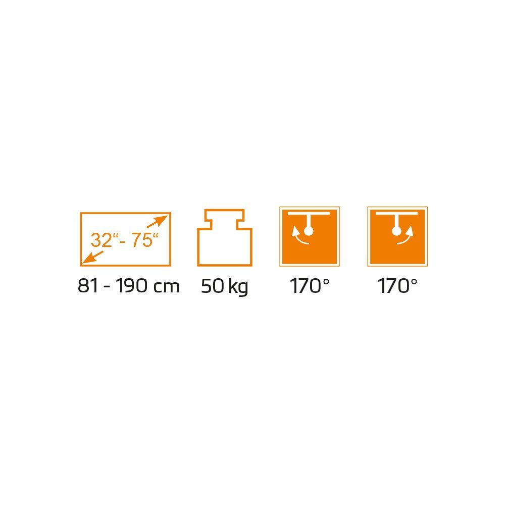 & my Zoll, für schwenkbarer Set, TV-Wandhalterung, Motorisierter Wandhalter Flachbildschirme) 2-teilig, (bis 75 wall HP29-1L