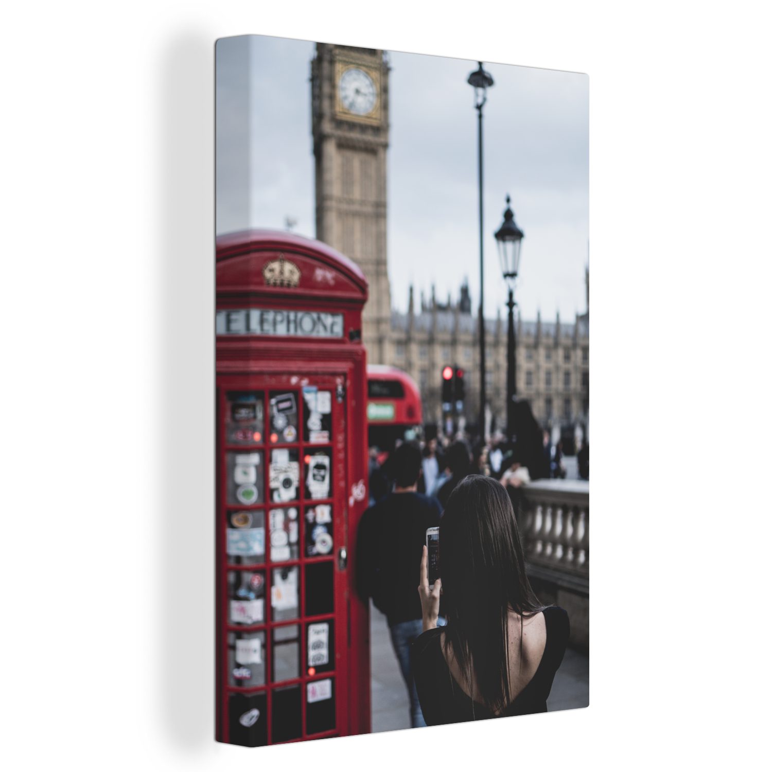 OneMillionCanvasses® Leinwandbild England - Telefonzelle - Rot, (1 St), Leinwandbild fertig bespannt inkl. Zackenaufhänger, Gemälde, 20x30 cm