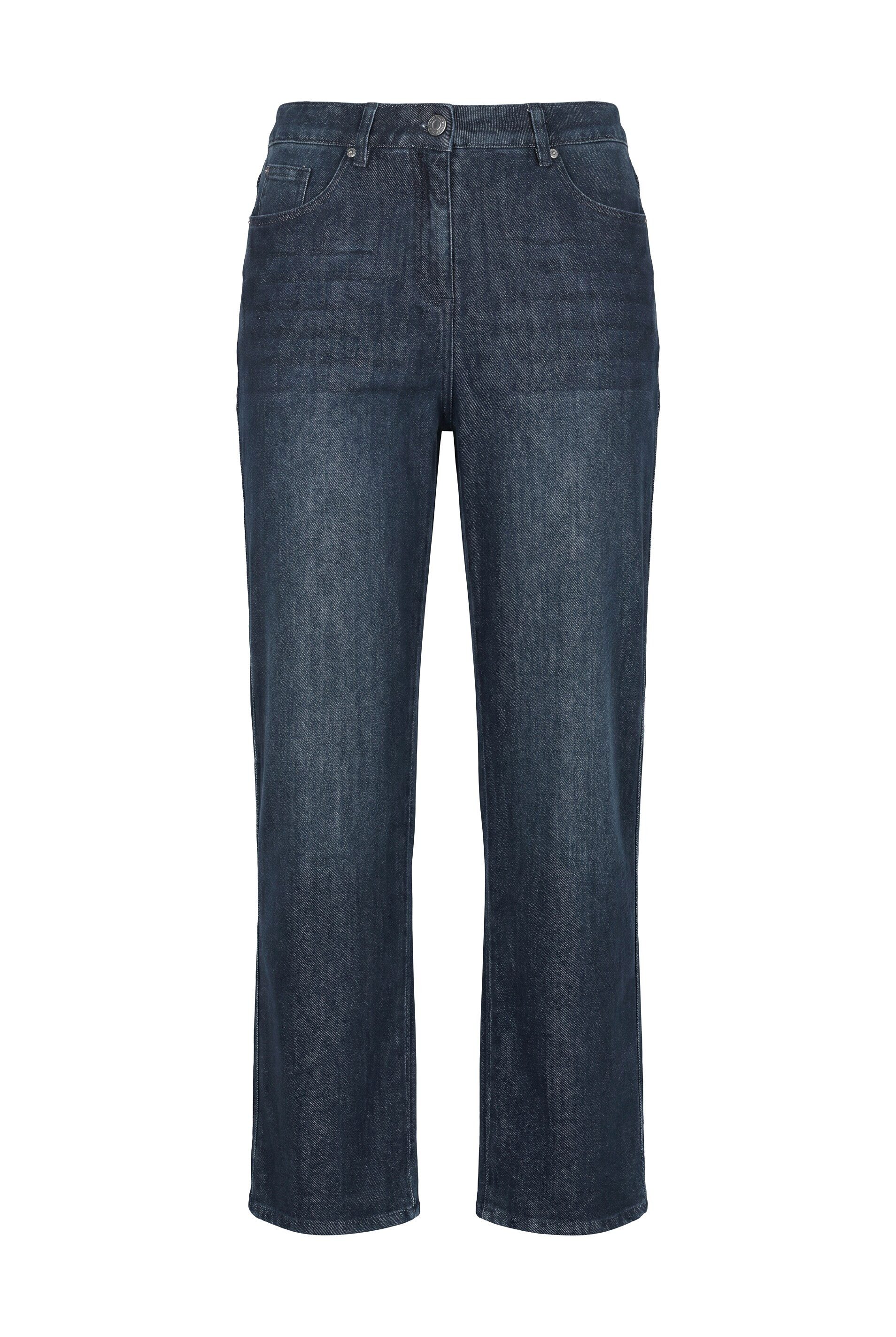 Ulla Popken Regular-fit-Jeans Jeans Mary weites Bein Stretchdenim Komfortbund – Bild 2 von 4
