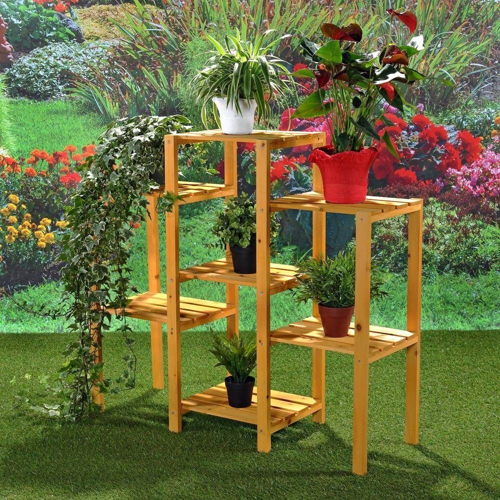 in Blumentreppe Pflanzregal aus Melko Farben Blumenständer Blumenpodest Blumenhocker Pflanzenampel Klassische Braun Konstruktion Standregal Blumenregal Blumenständer ver. (Stück), Holz Blumenampel Gartenregal