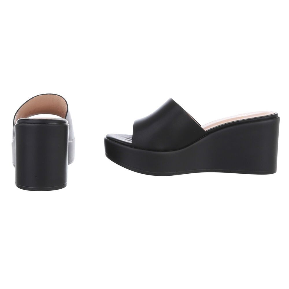 Ital-Design Wedge-Sandalen für Damen – Elegante Freizeitschuhe Plateausandaletten (89368460) Keilabsatz/Wedge Keilsandaletten in Schwarz