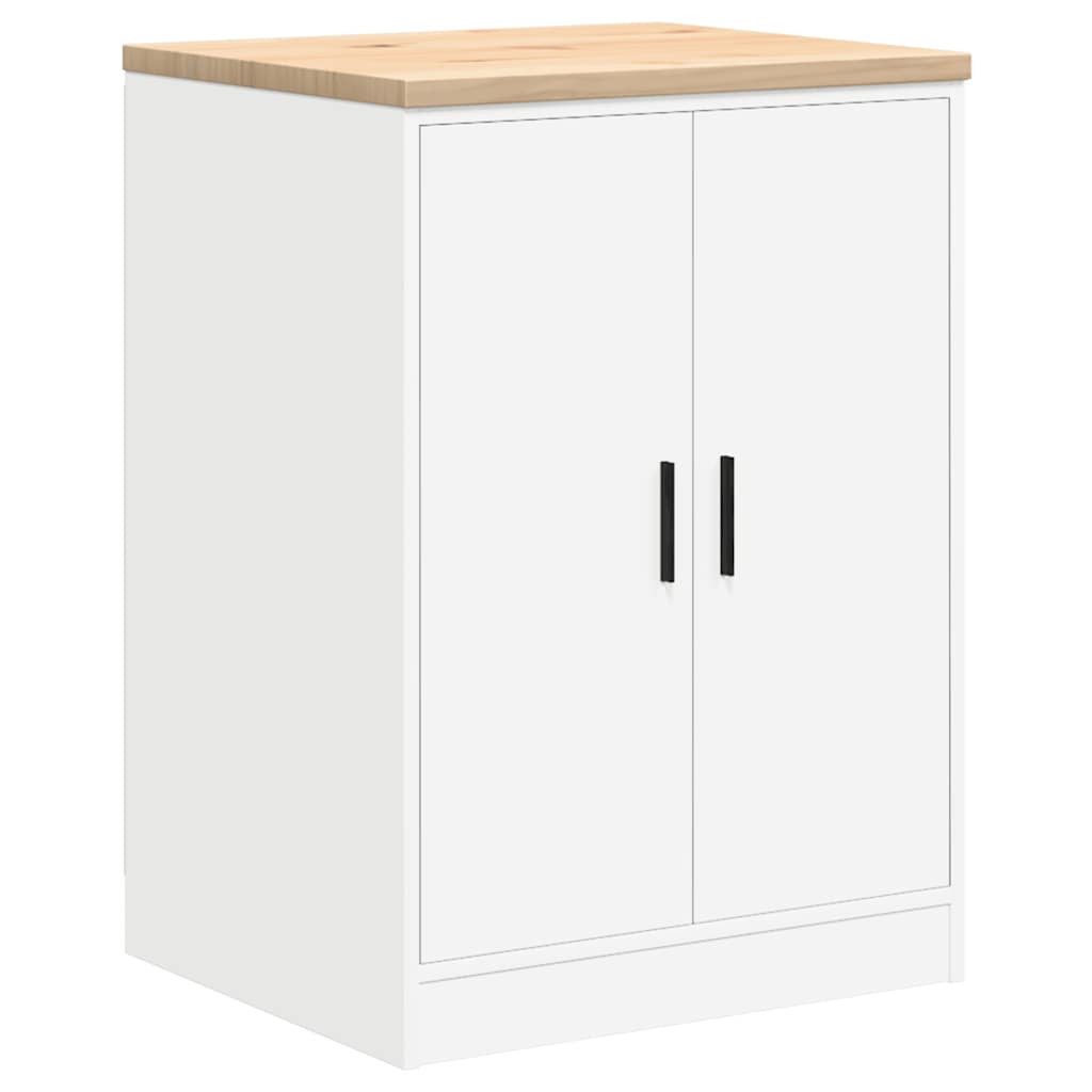 vidaXL Werkzeugschrank Garagen-Aufbewahrungsschrank Weiß 60x51x85 cm Massivholz Kiefer (1-St)