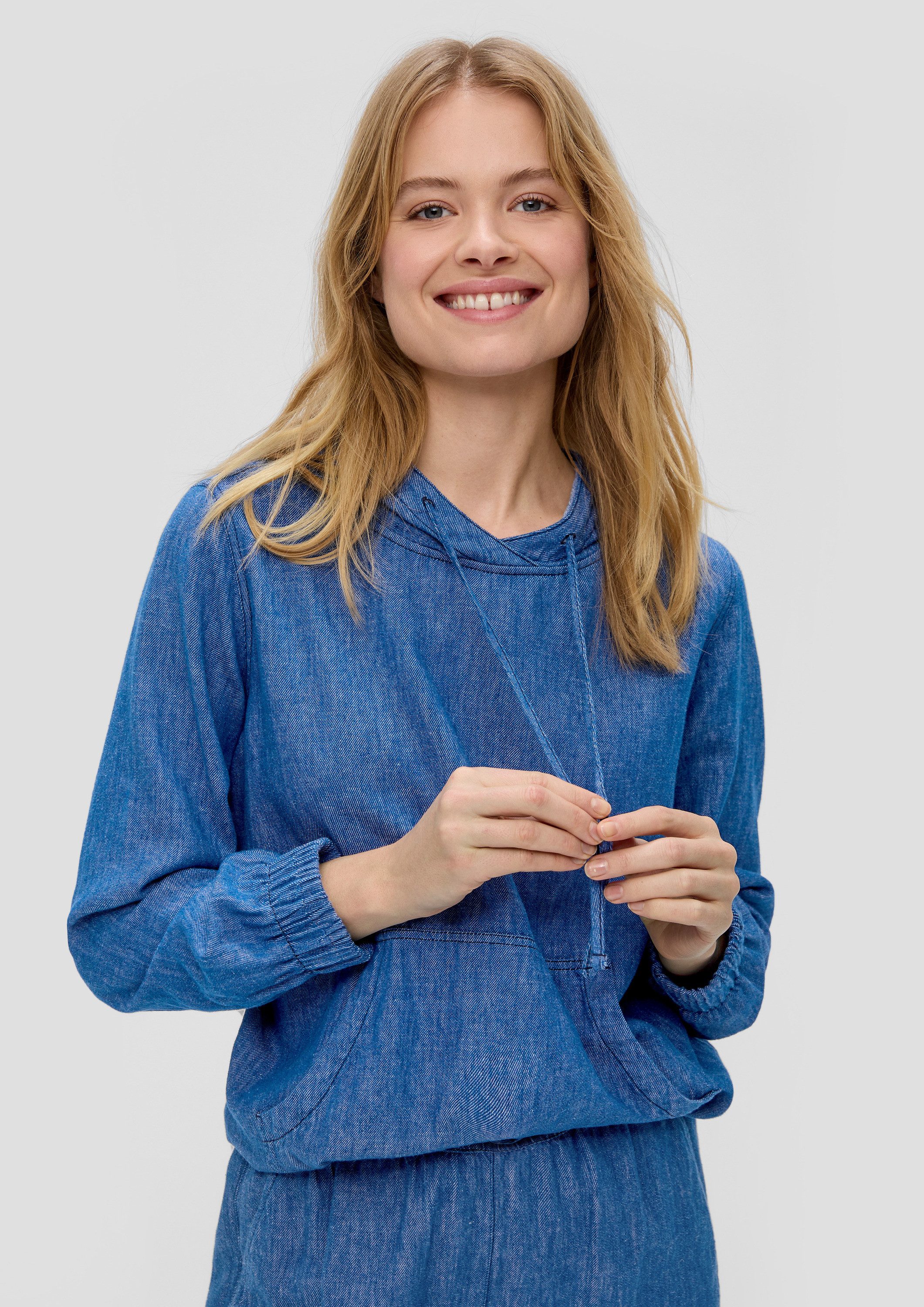 s.Oliver Langarmbluse Bluse Blusen-Hoodie in Denim-Optik günstig online kaufen