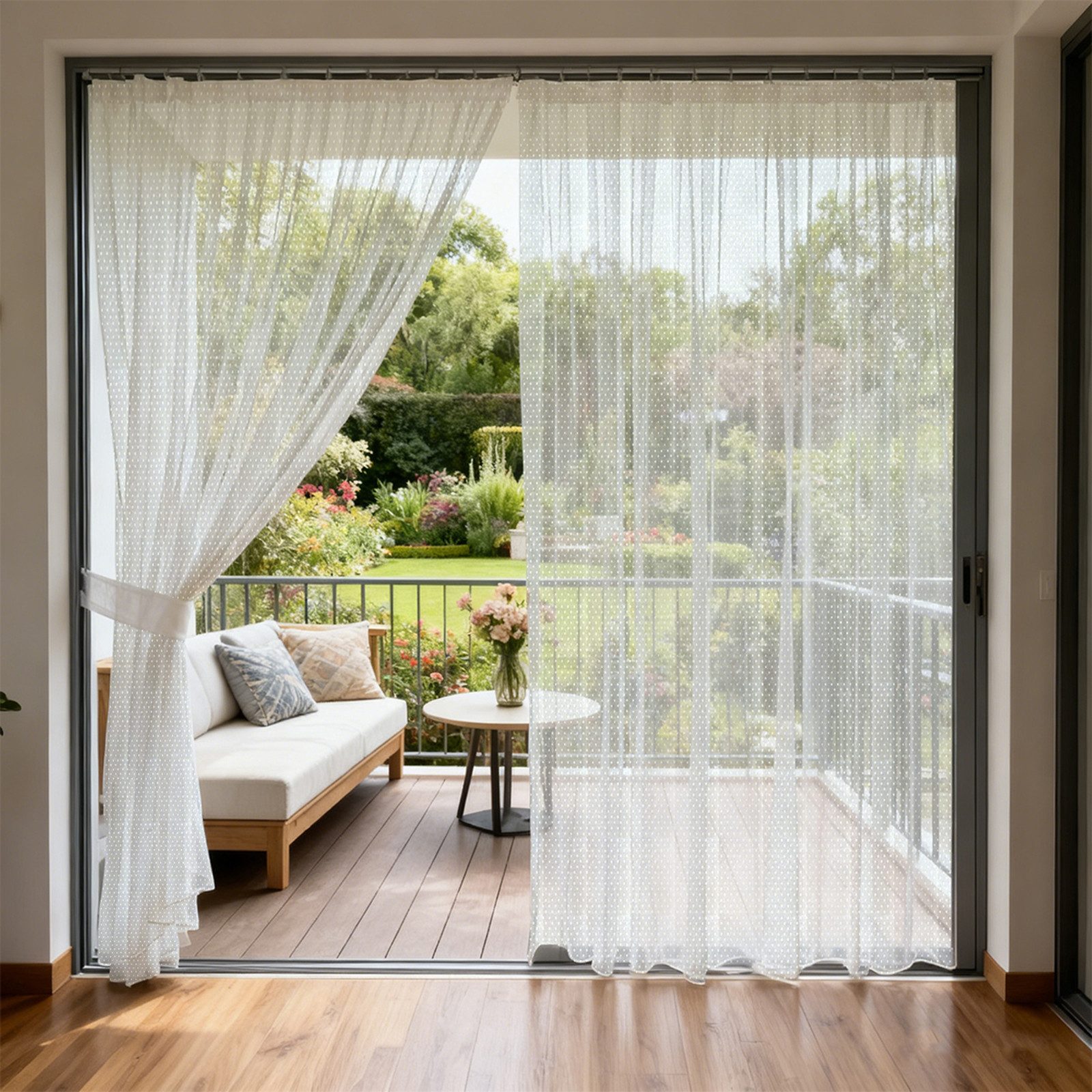 Sunicol Outdoorvorhang Transparent Terrasse Gardine Moskitonetz für Pergola & Pavillon (2 St), Moskitonetz Vorhang für Veranda und Garten