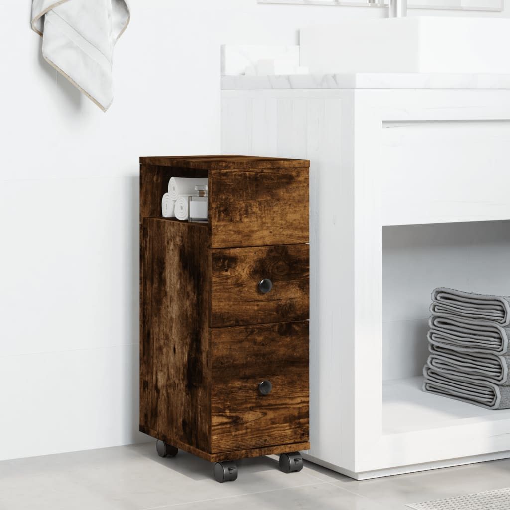 vidaXL Fächerschrank Badschrank Schmal mit Rollen günstig online kaufen
