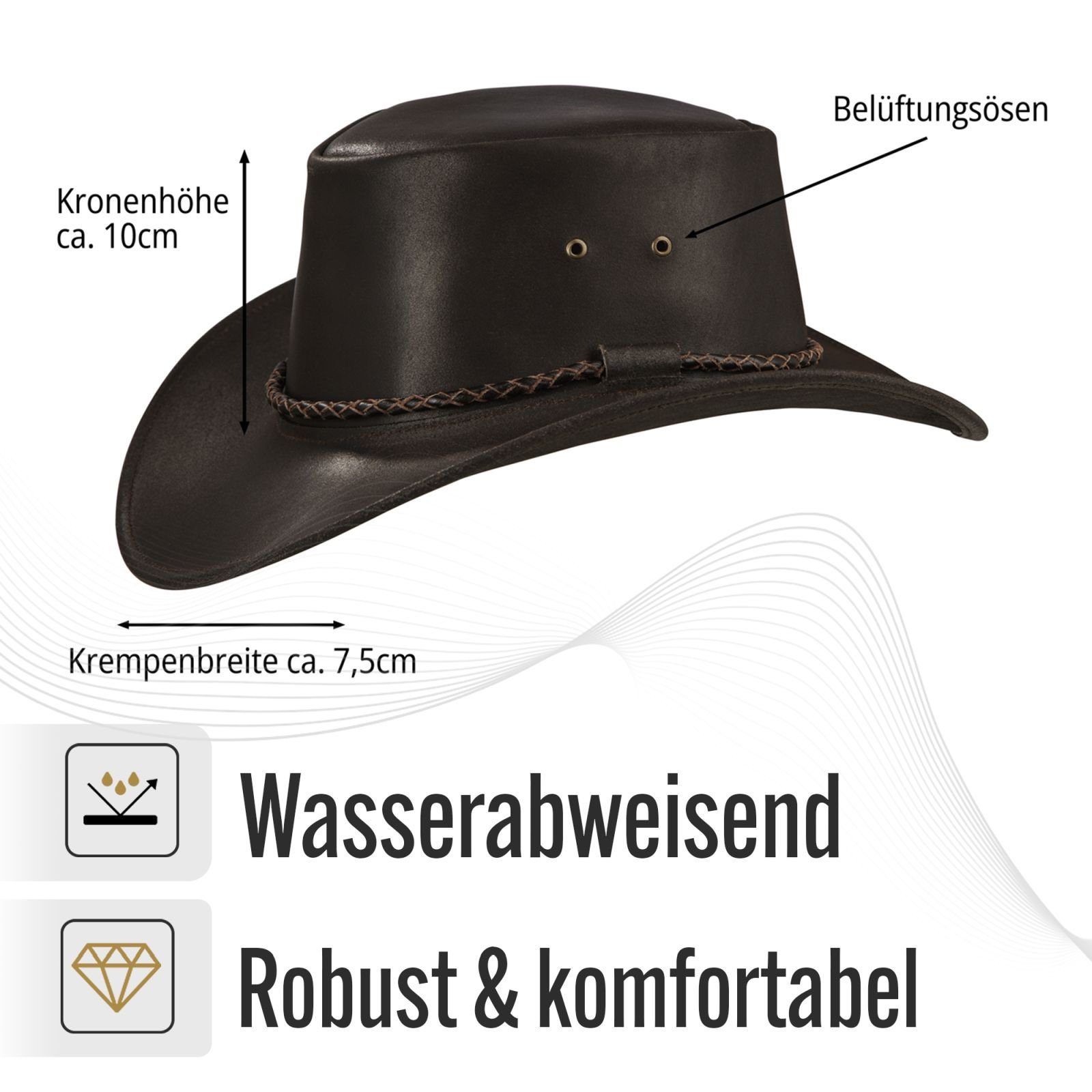 BLACK FOREST FOX Cowboyhut Western Cowboy Rindsleder Hut Herren JERO in 3 F günstig online kaufen