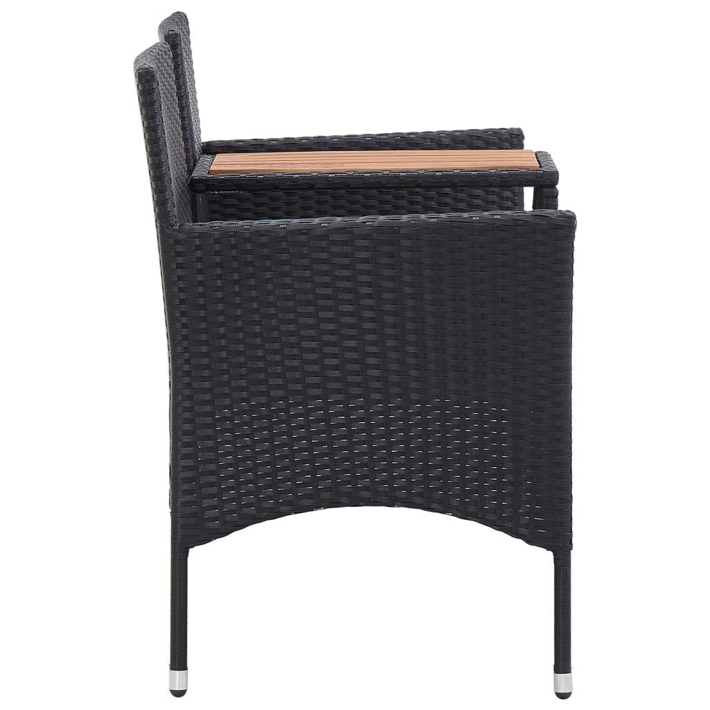 vidaXL Gartenbank 2-Sitzer-Gartenbank mit Teetisch 143 cm Poly Rattan Schwarz (1-St)