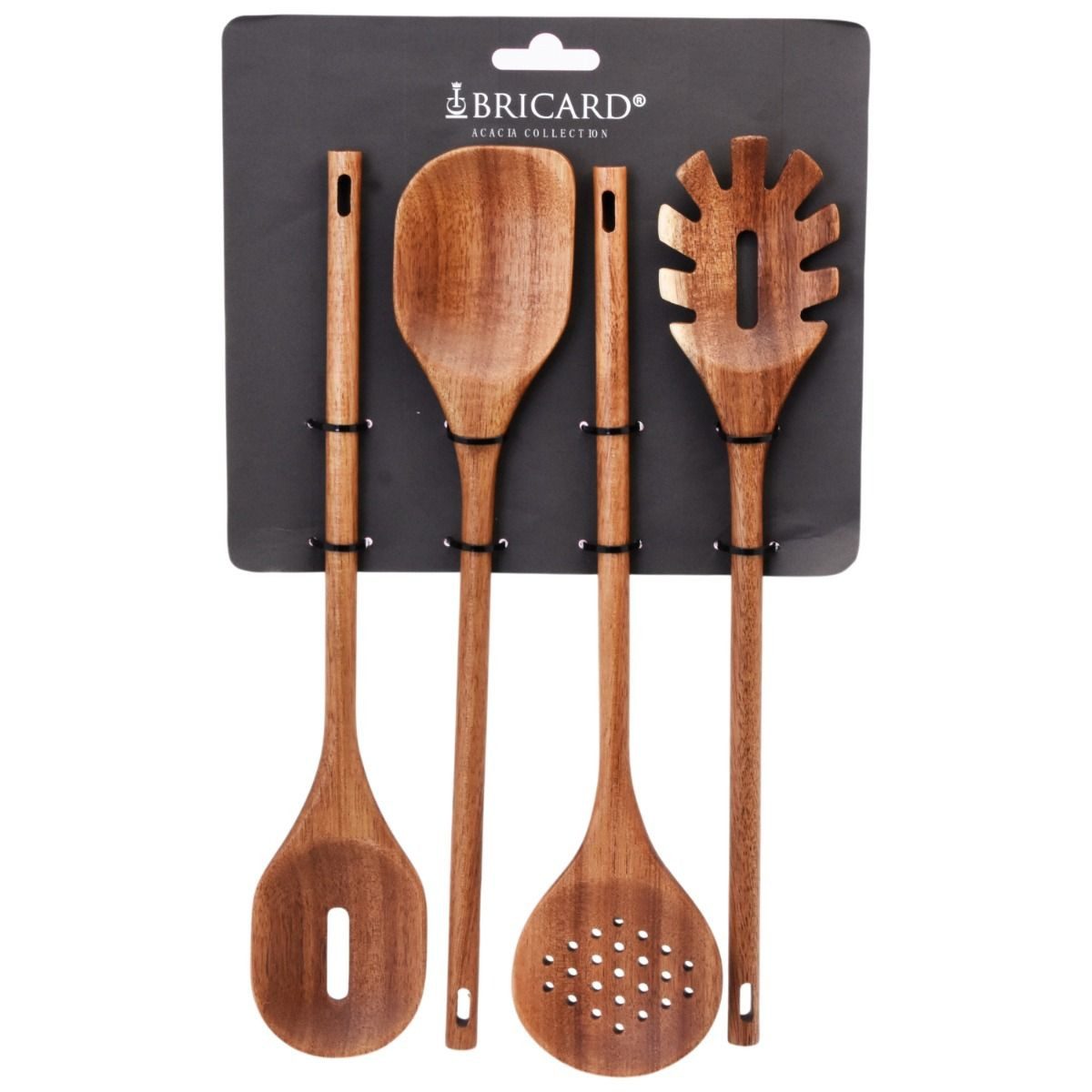 Bricard Kochbesteck-Set 4-teiliges Kochbesteck aus massivem Akazienholz (4-Teilig)