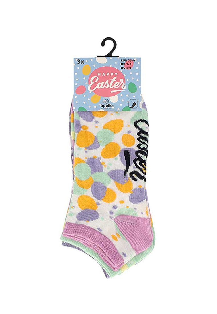 Apollo Sneakersocken Damen Ostersocken Hasen Ostereier 3er Pack Gr. 36-41 (3-Paar)