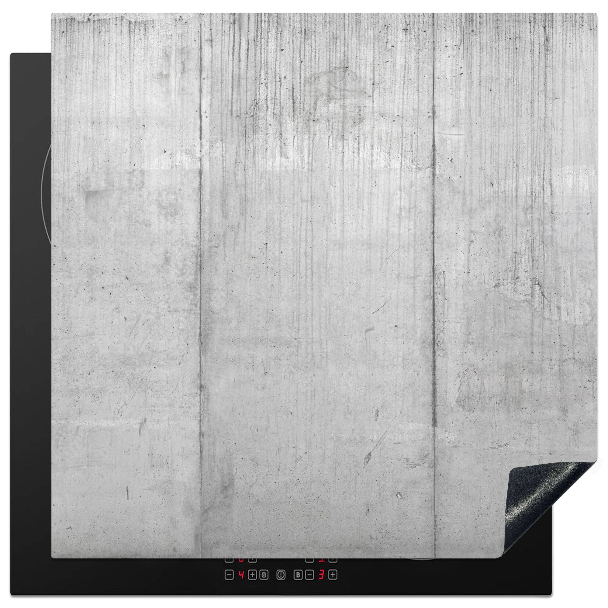 MuchoWow Herd-Abdeckplatte Grau - Betonoptik/print - Industriell, Vinyl, (1 tlg), Cerankochfeld Abdeckung, Herd Abdeckplatten Vinyl, 58x59 cm