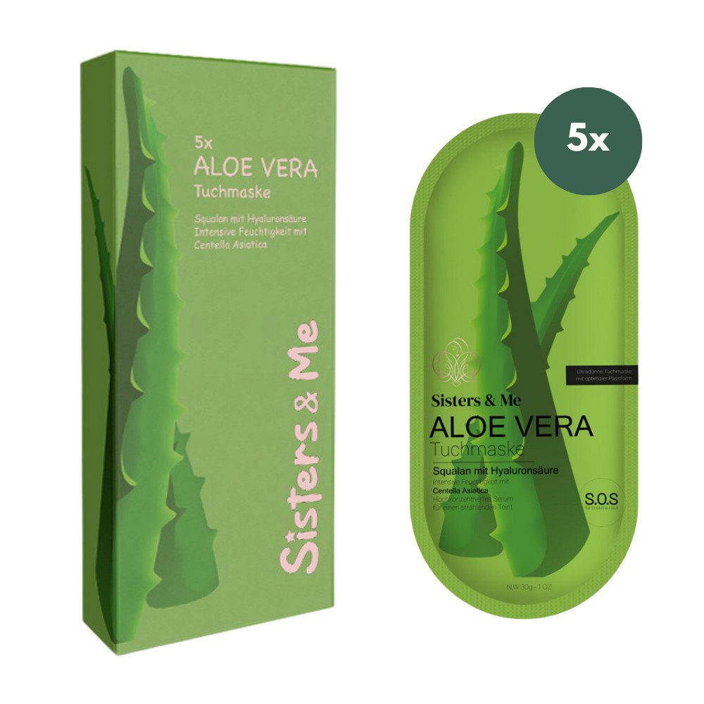 Sisters & Me Tuchmaske Aloe Vera 5er Set mit Squalan & Hyaluron, 5-tlg., 5x 30 ml