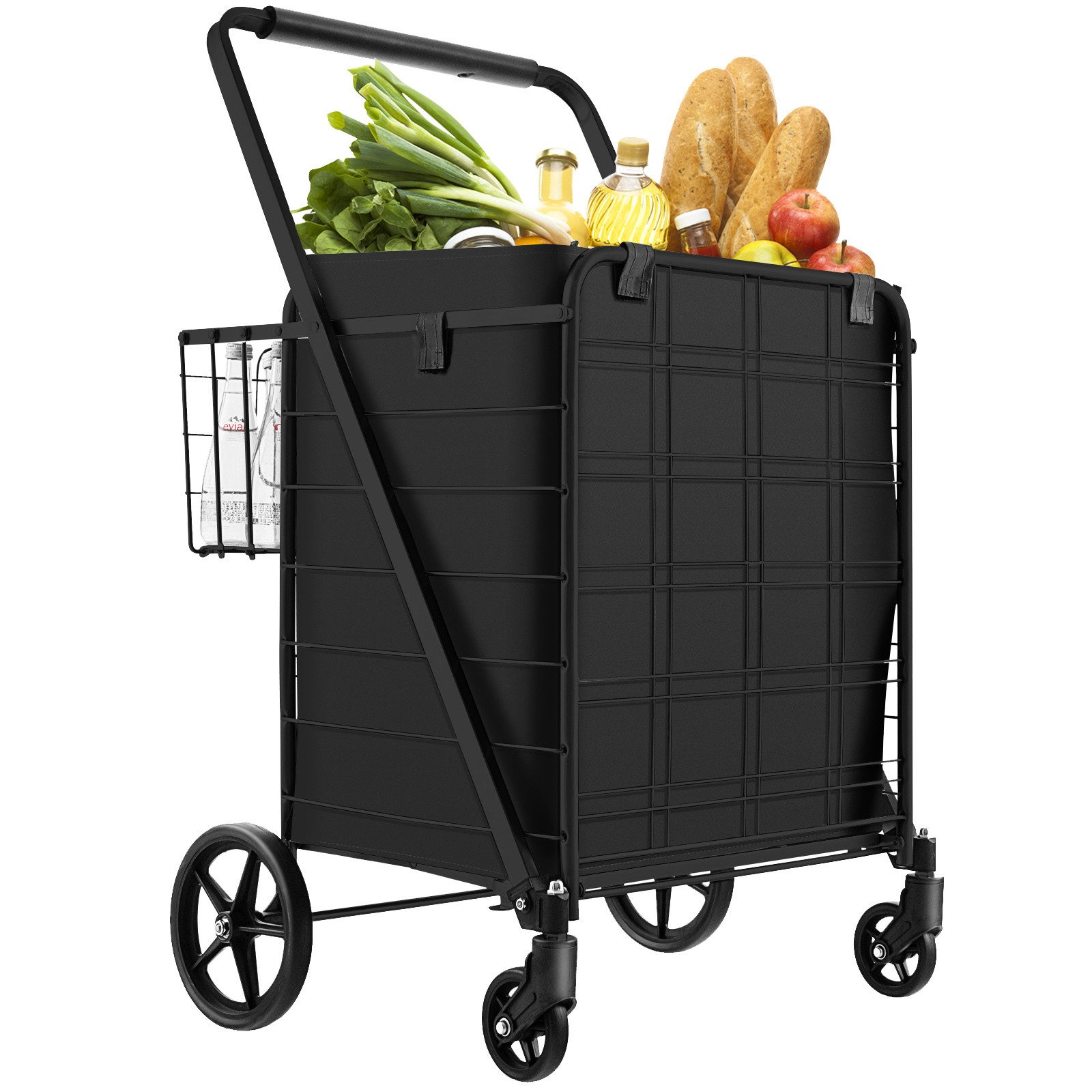 COSTWAY Einkaufstrolley, mit abnehmbarer Tasche, 2 Körben, bis 150kg kalppb günstig online kaufen