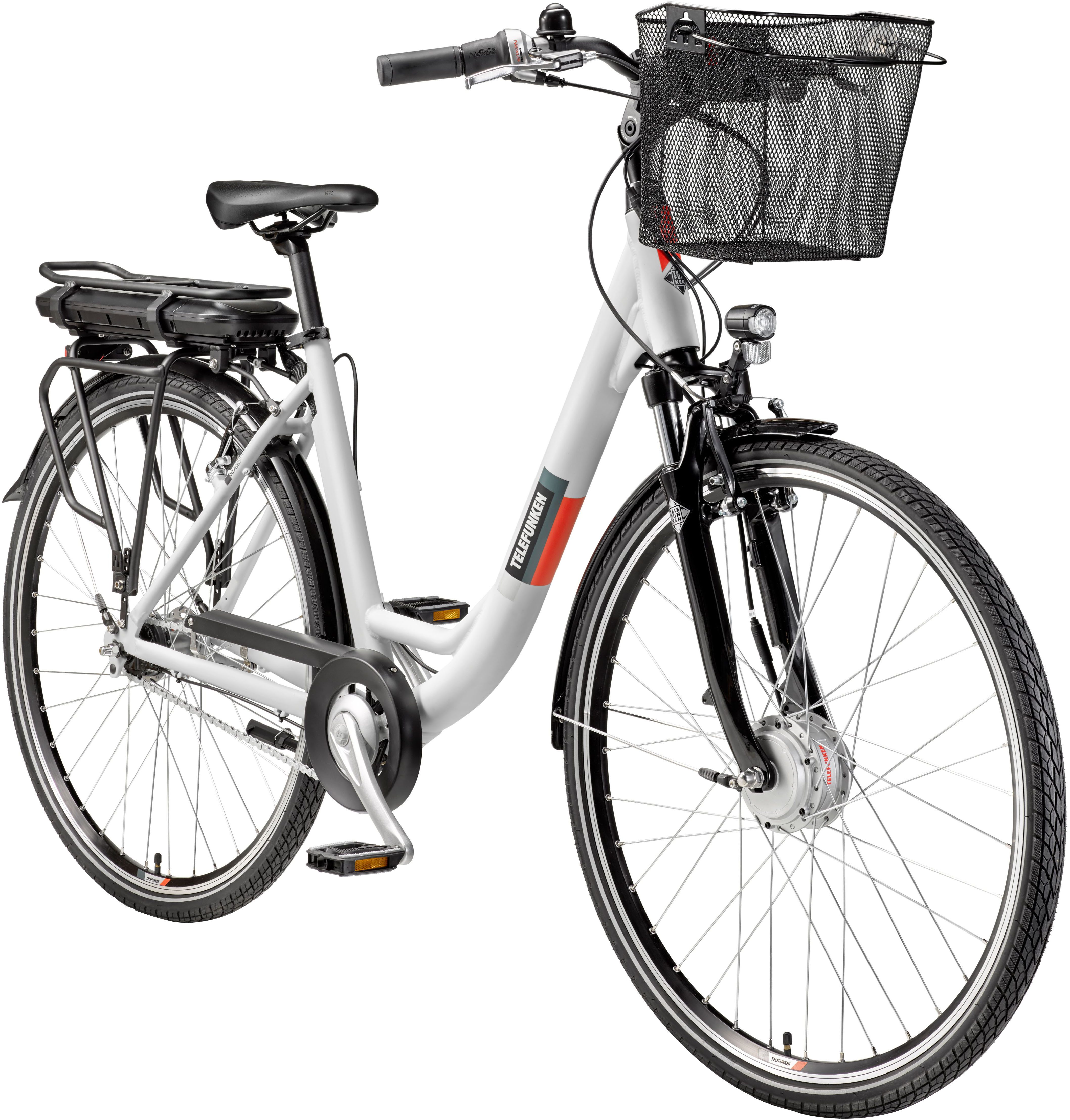 Telefunken E-Bike Cityrad Multitalent RC667, 7 Gang Shimano Nexus Schaltwerk, Nabenschaltung, Frontmotor, 536,5 Wh, Pedelec, Elektrofahrrad, Damen, Herren, innerhalb StVZO, 28 Zoll