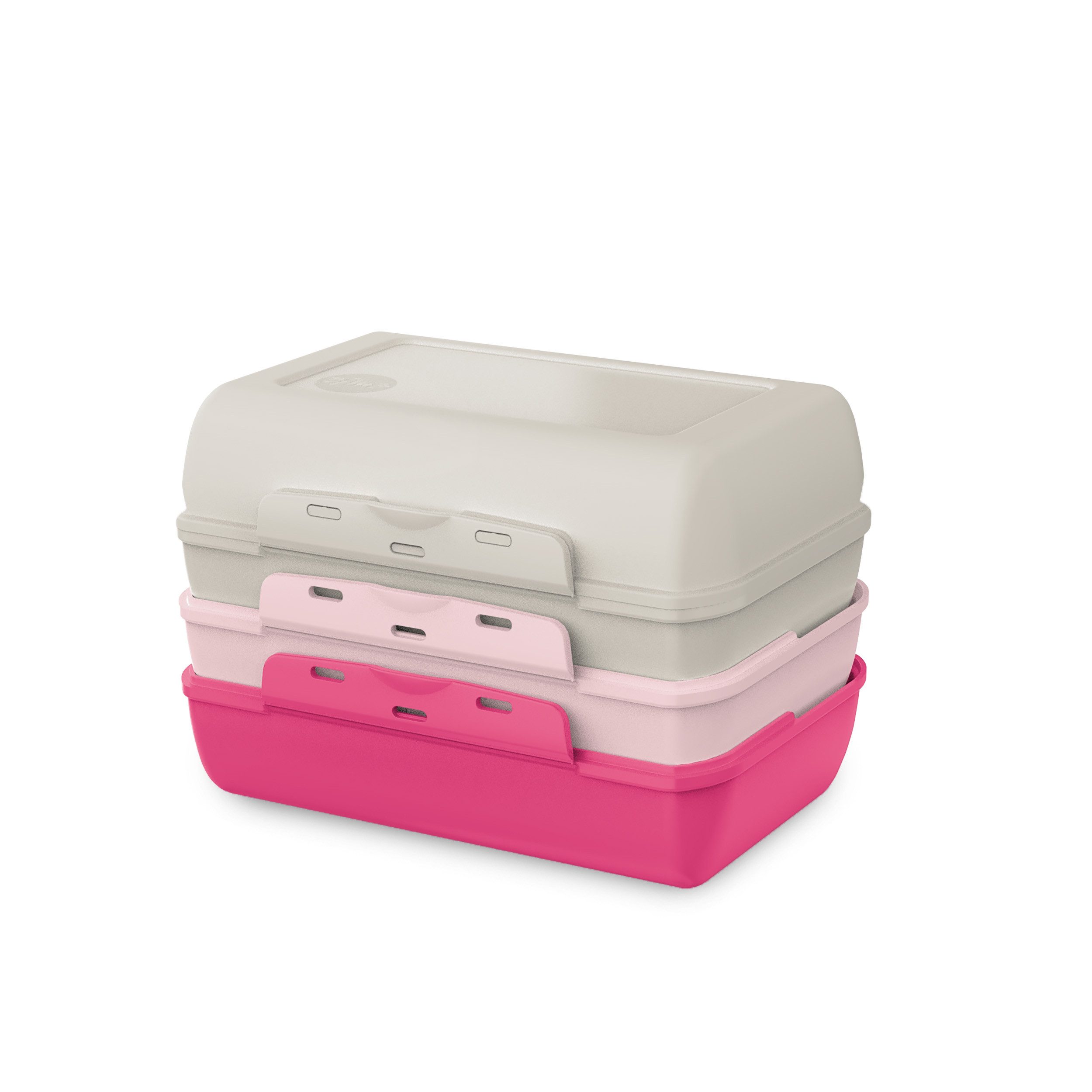 Emsa Lunchbox Variabolo, Polyprophylen (PP), (Set, 4-tlg), platzsparend, verschiedene Farbkombinationen, spülmaschinenfest