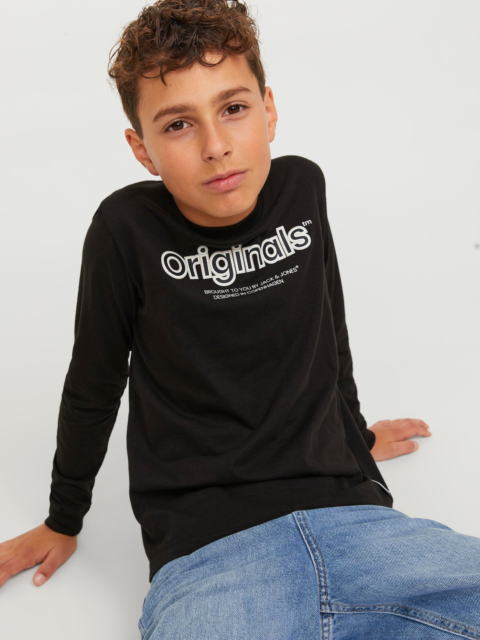 Jack & Jones TEE LS BF BRANDING Junior JORLAKEWOOD Langarmshirt JNR Black